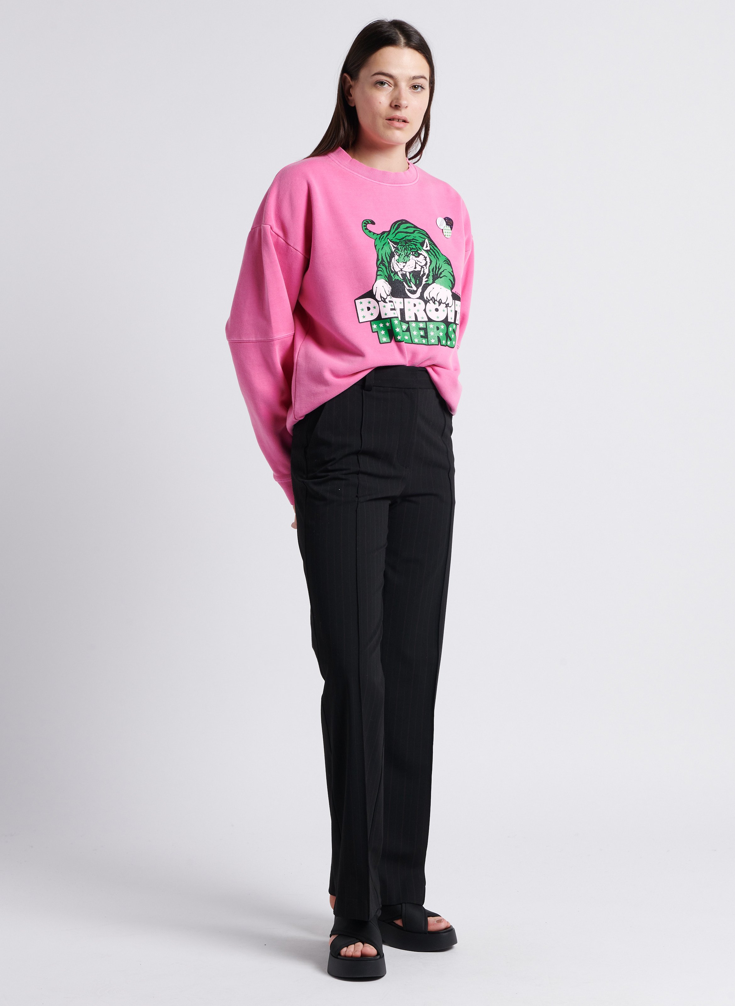 Pantalon droit à rayures SAMSOE SAMSOE Noir