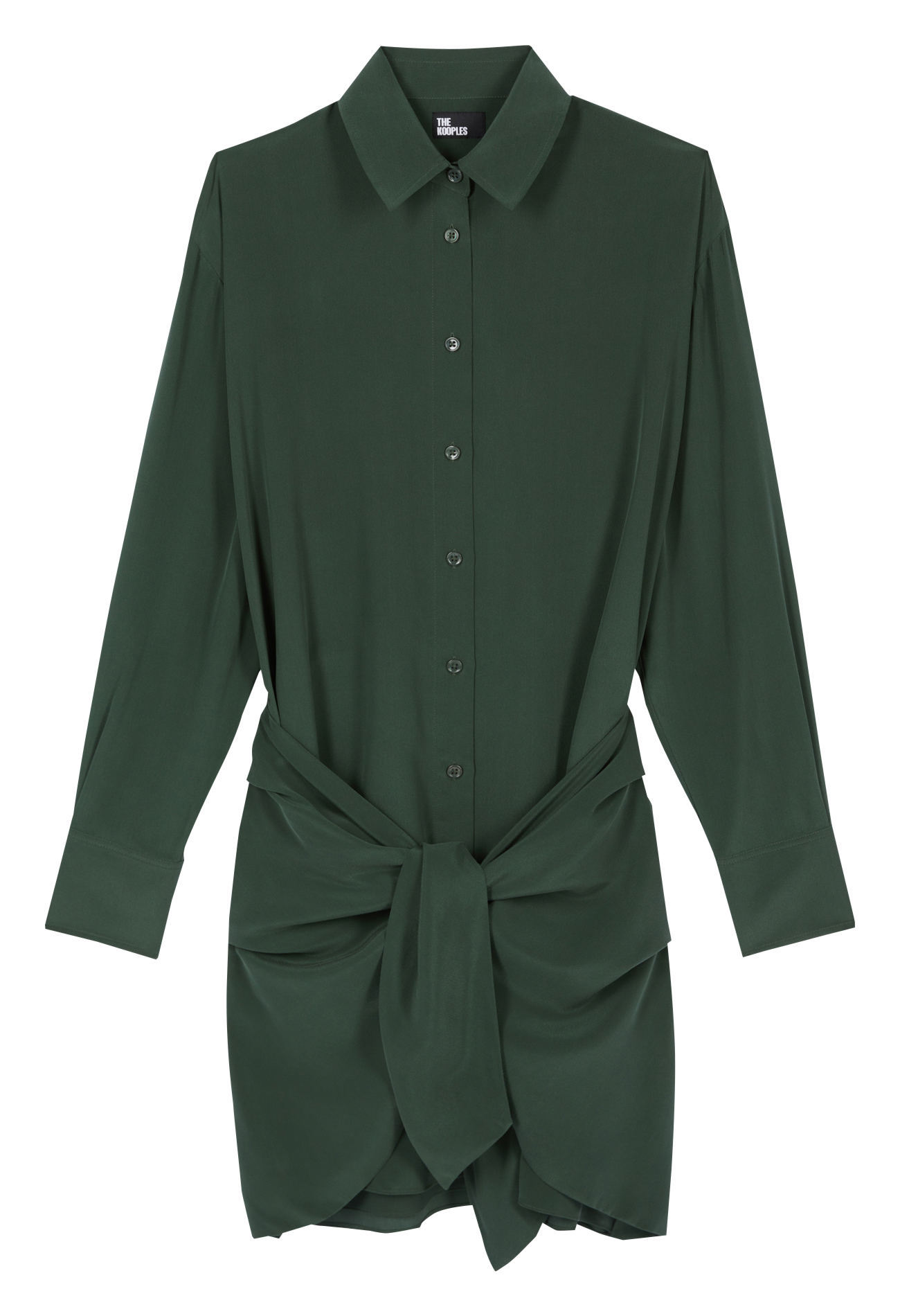 Short silk blend shirt dress with bow THE KOOPLES Khaki