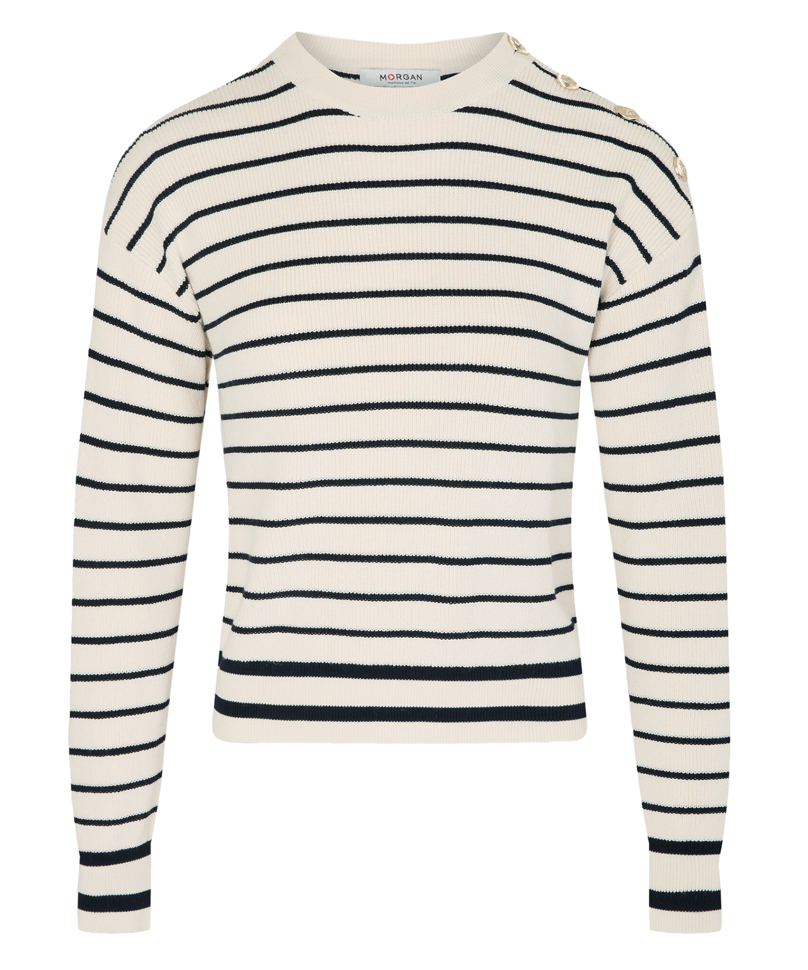 Rechte trui met lange mouwen en strepen MORGAN Beige