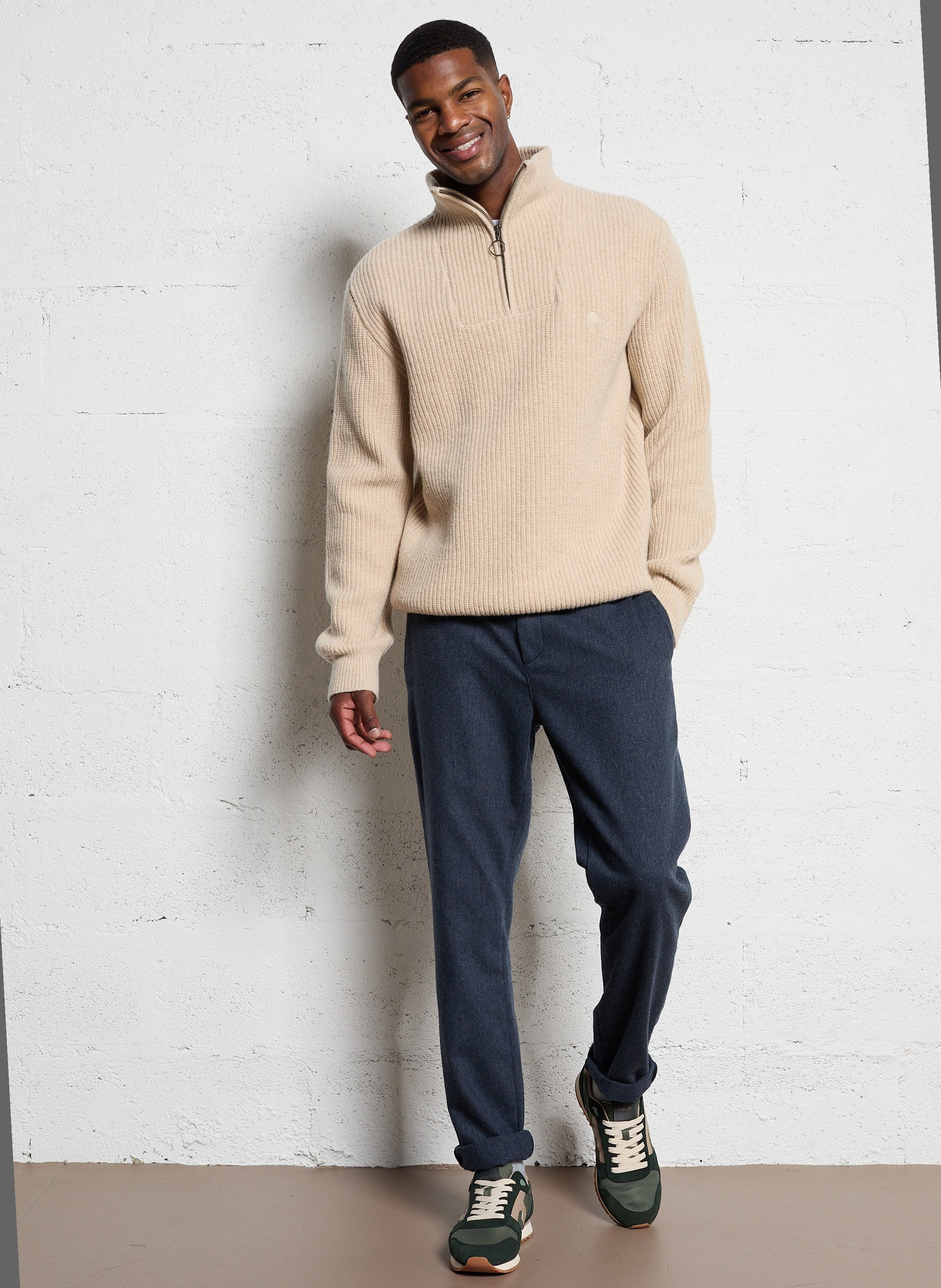 Gerade geschnittene Hose - Woll-Mix FAGUO Blau