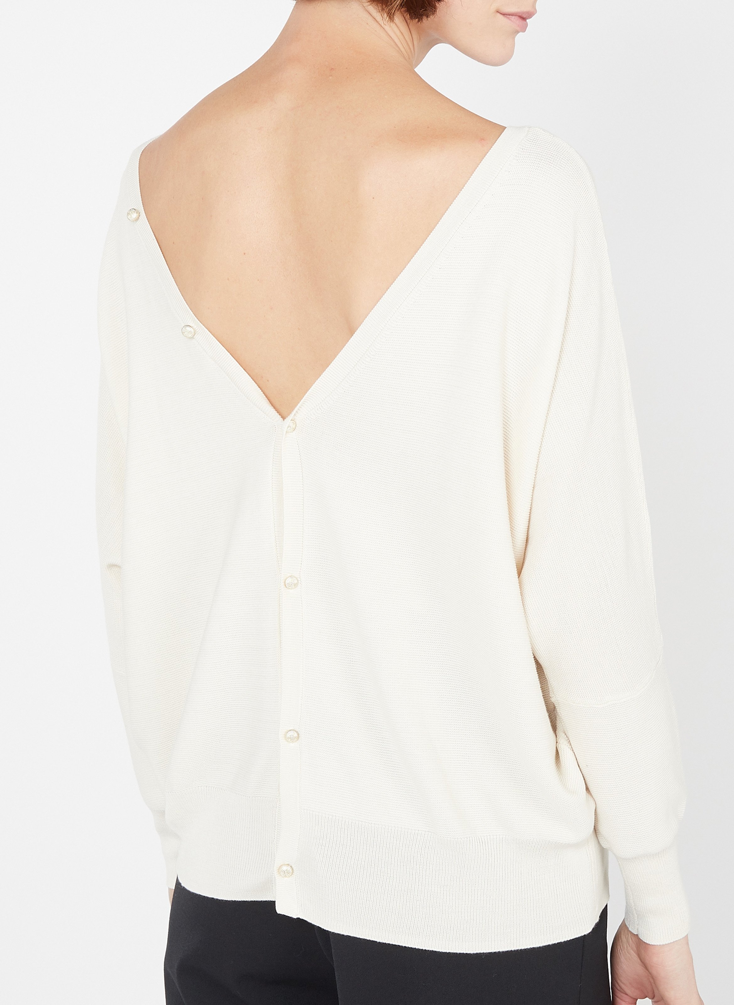 Gilet boutonné col V en coton mélangé BA&SH Beige