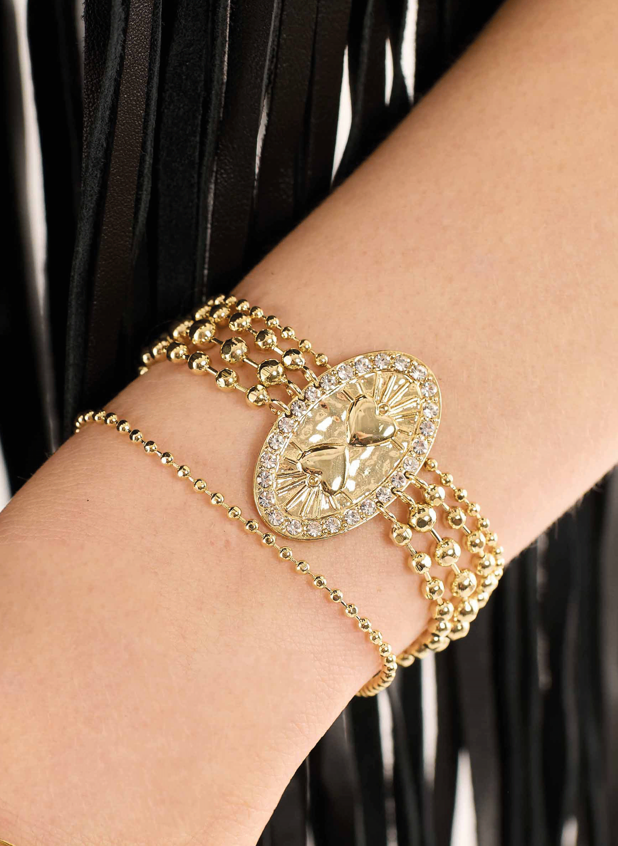 Multilink cuff bracelet with magnetic clasp HIPANEMA Golden