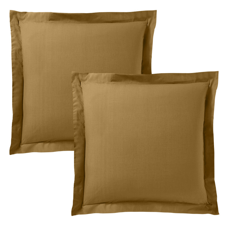 Cotton percale pillow case COTON PUR Brown