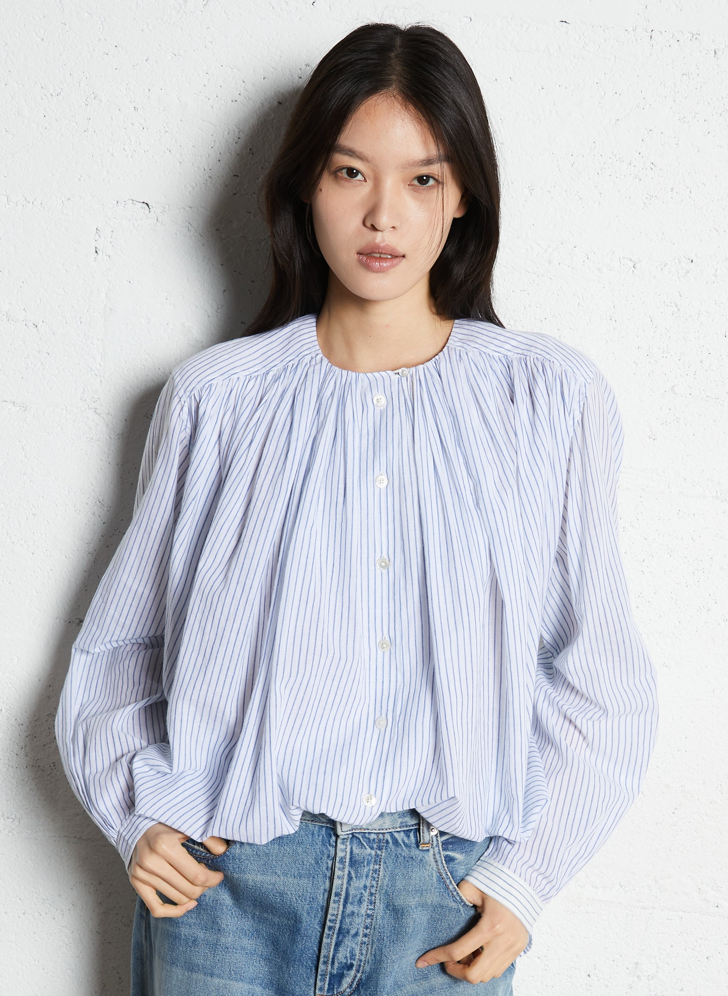 Kurzes Baumwollkleid mit Rundhalsausschnitt LAURENCE BRAS Blau