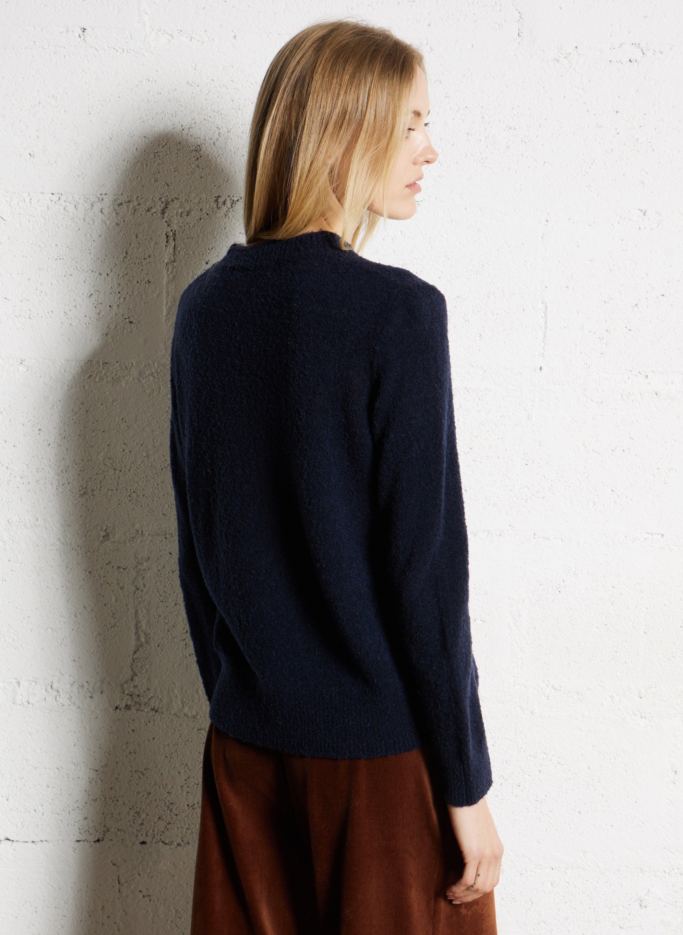 Pull droit col rond jacquard en laine mélangée NICE THINGS Bleu