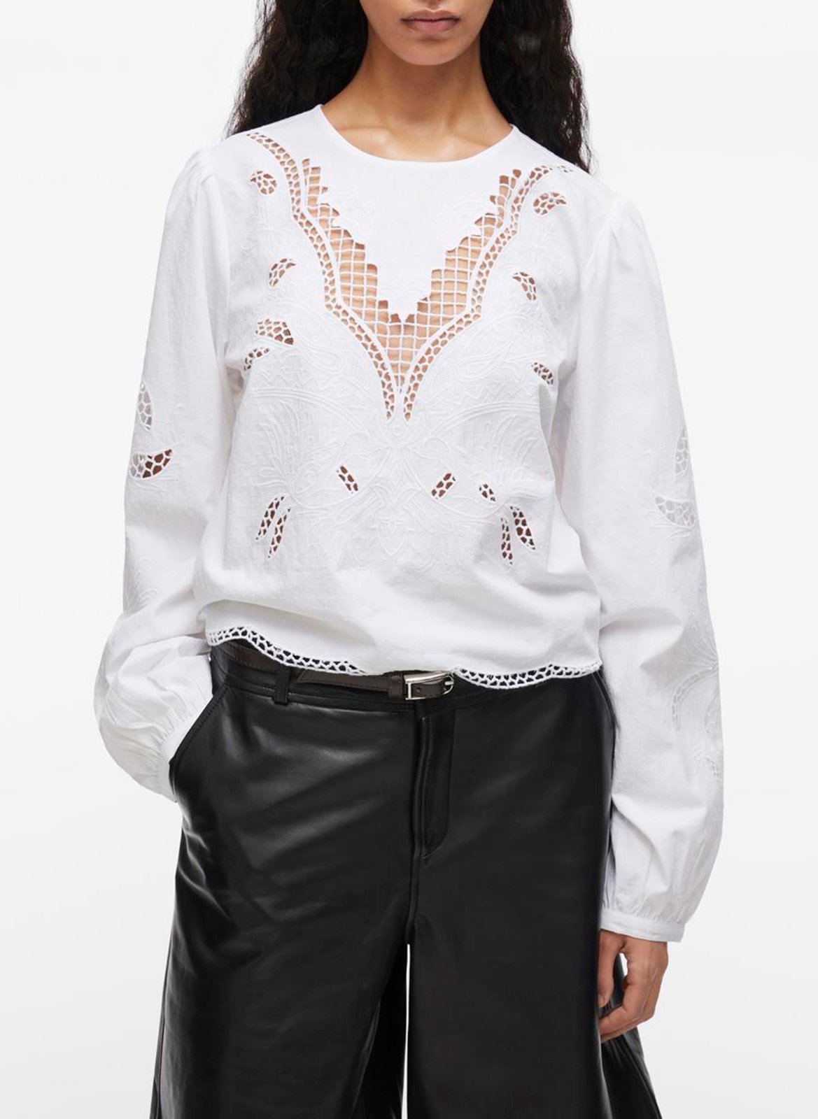 Round-neck cotton blouse ROUGE EDIT Beige