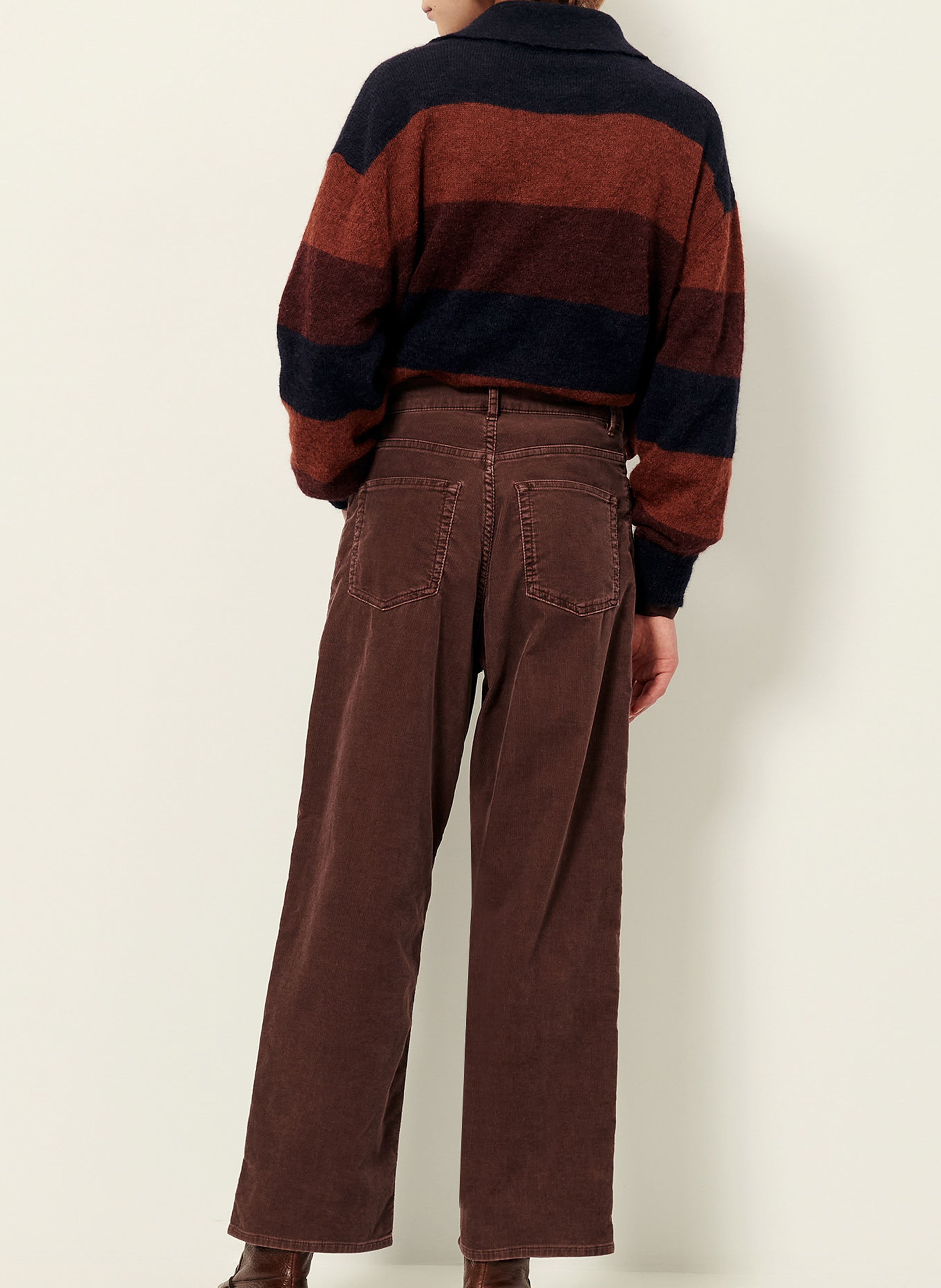 Pull ample col polo rayé en alpaga mélangé SESSUN Bleu