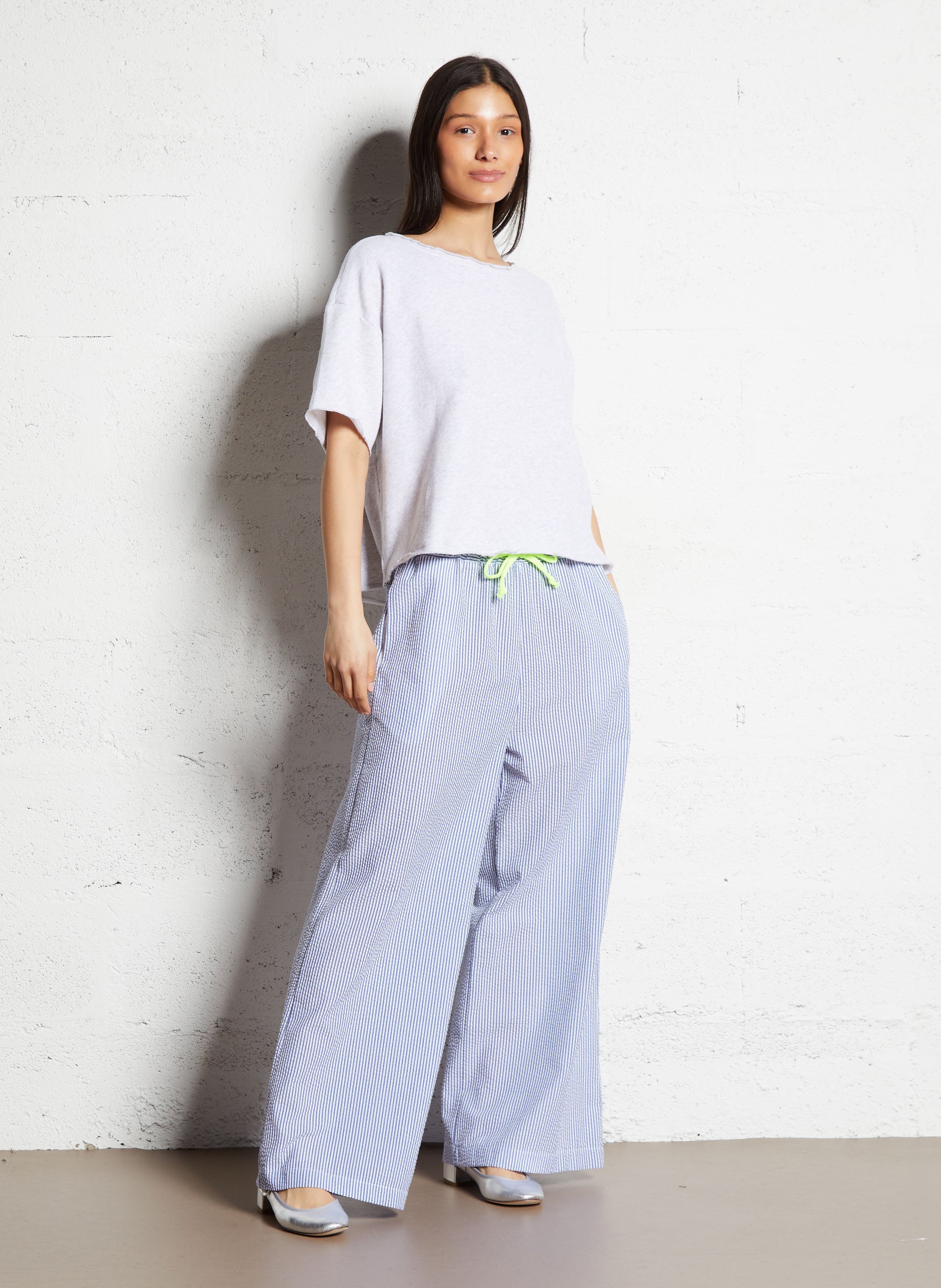 Oversized unikleurig T-shirt met logo AMERICAN VINTAGE Grijs