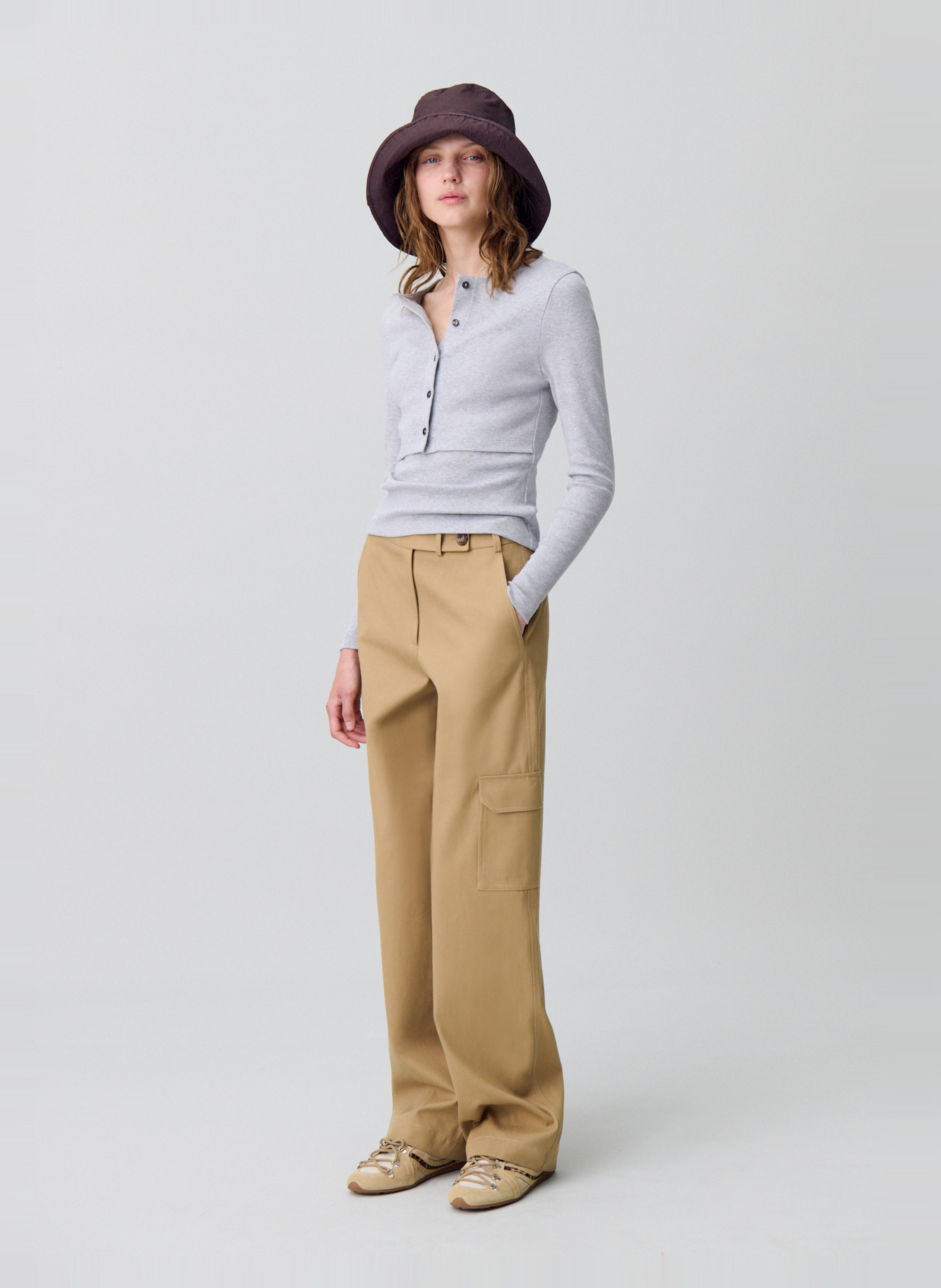 Set tee-shirt et cardigan en coton CLAUDIE PIERLOT Gris