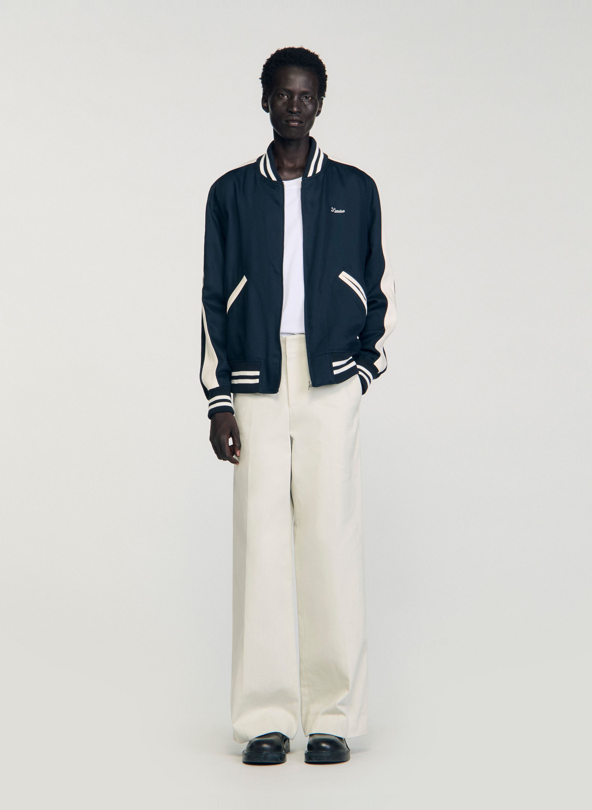 Recht jasje met baseballkraagje SANDRO Blauw