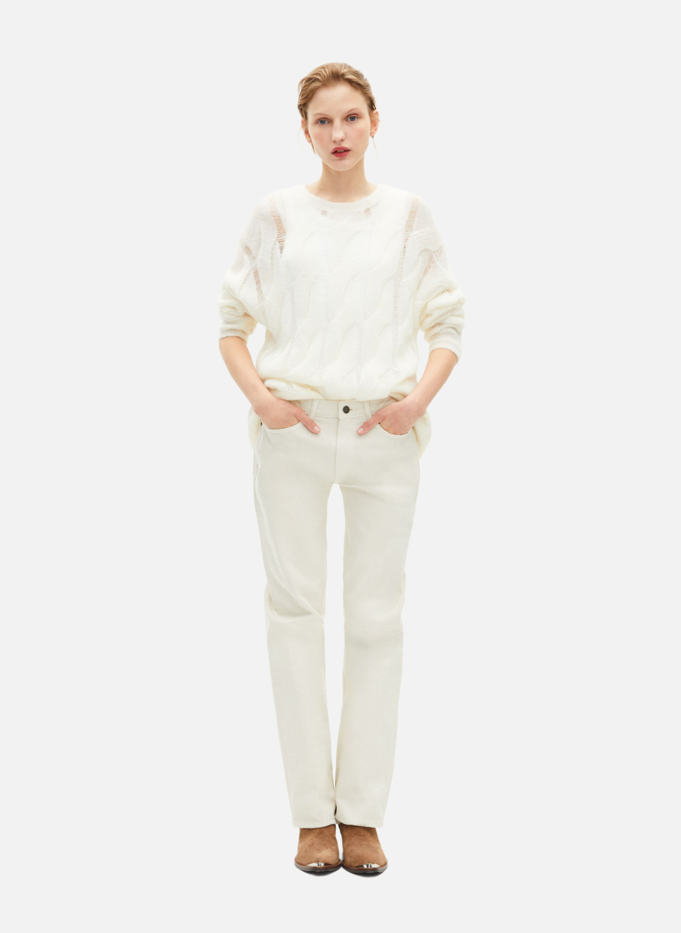 Mixed wool cable-knit sweater THE KOOPLES Beige