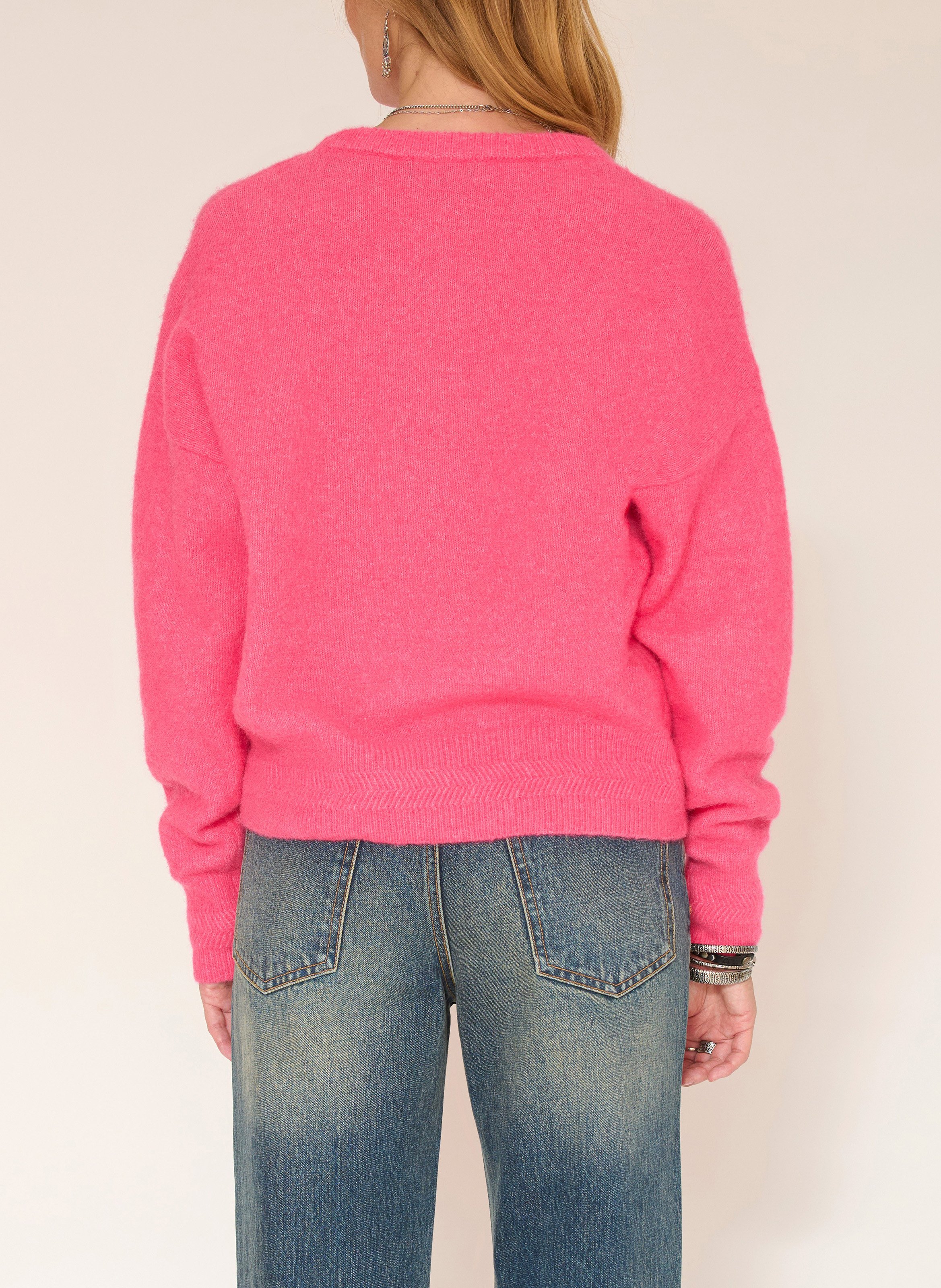 Pull ample col rond en laine mélangée MKT Rose