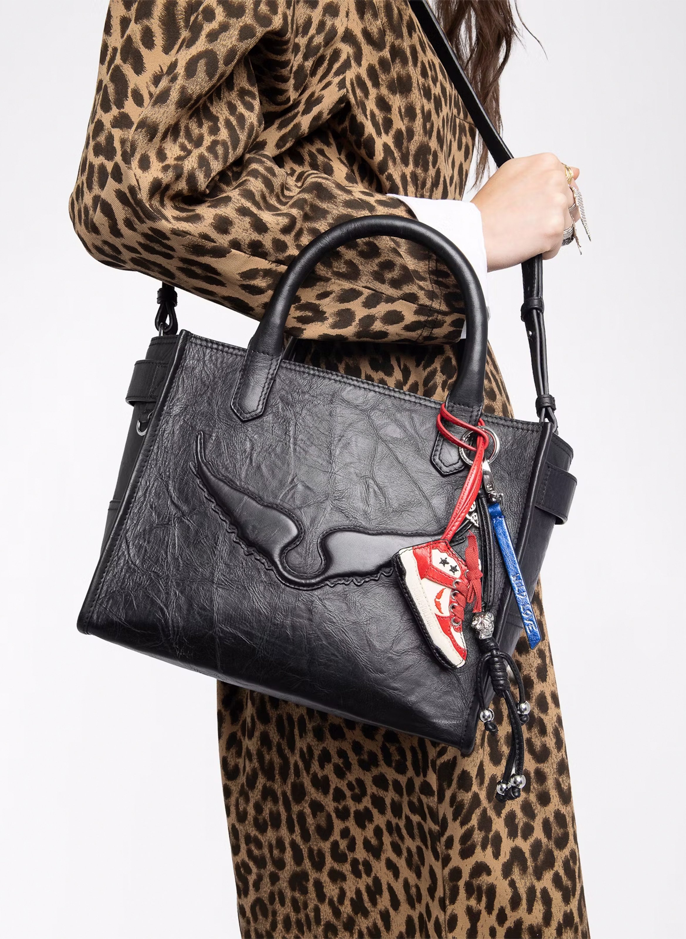 Bowlingtas van nerfleer met rits ZADIG&VOLTAIRE Zwart