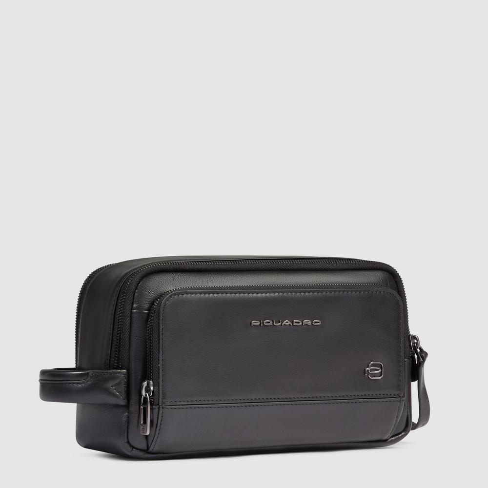 Leather toiletry bag PIQUADRO Black