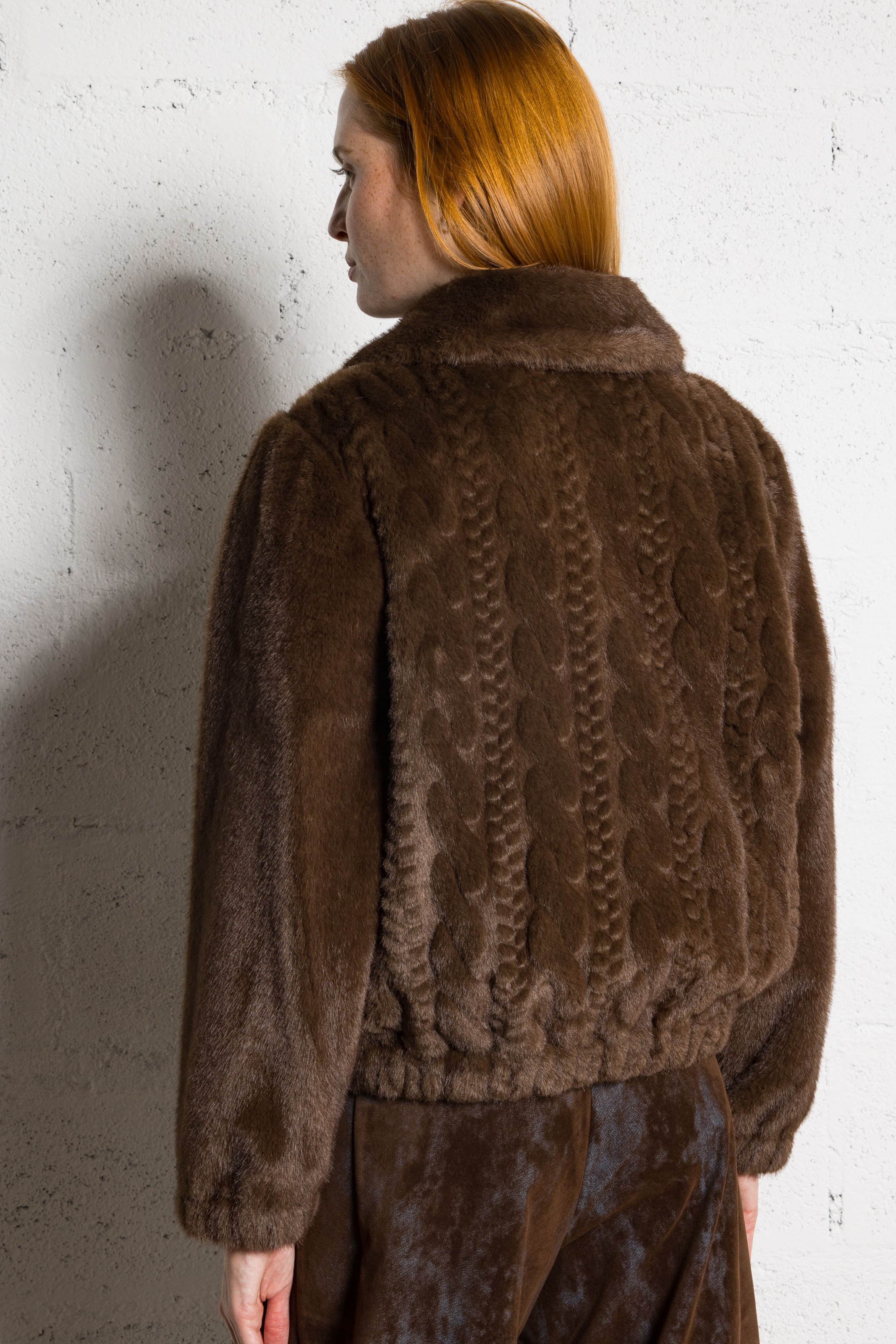 Faux fur coat LIU JO Brown