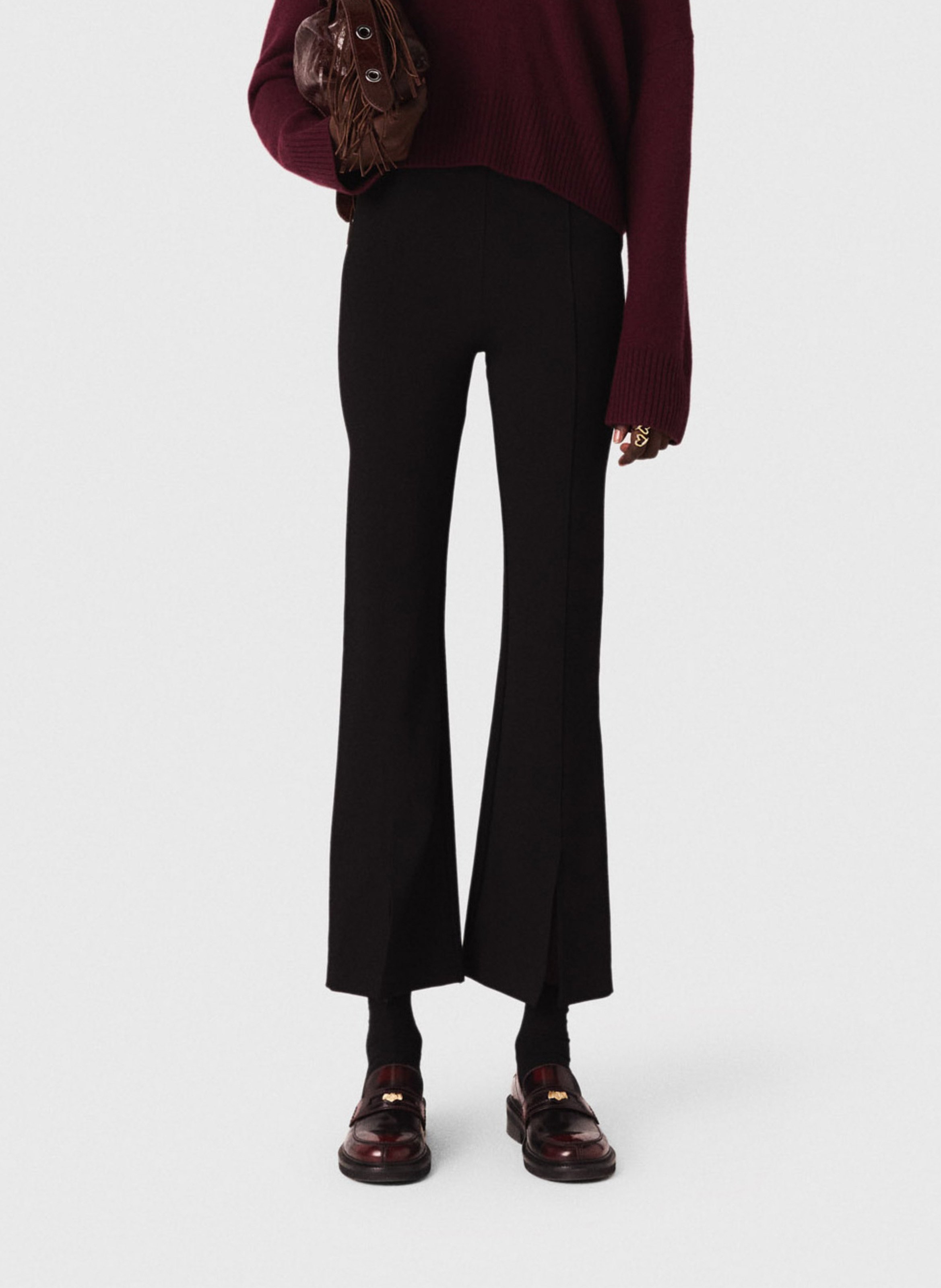 Pantalon fllare fendu MAJE Noir