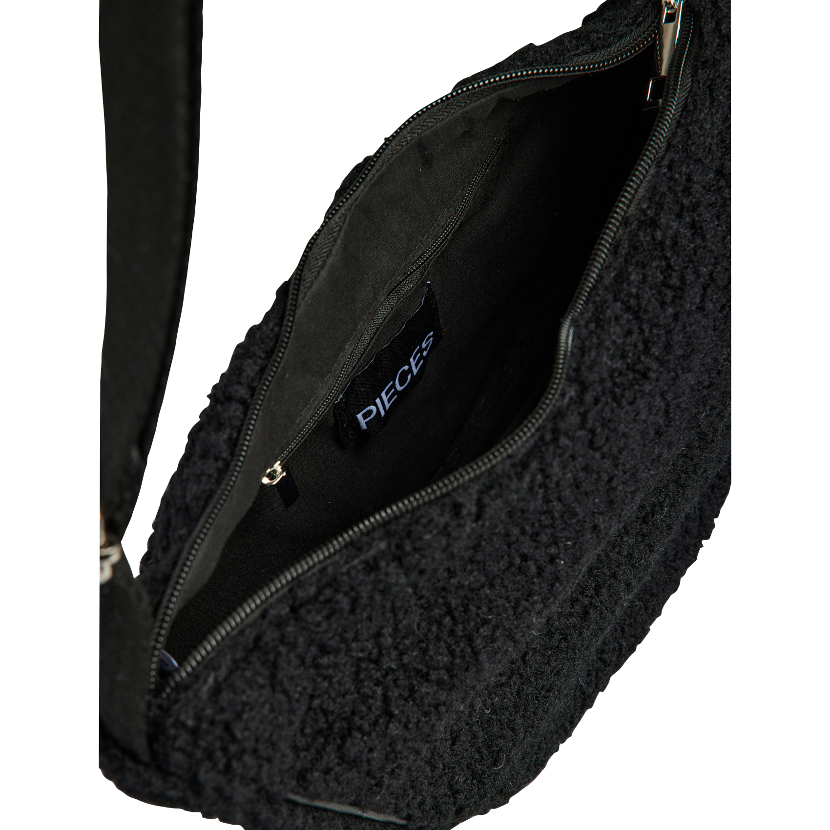 Faux fur waist bag PIECES Black