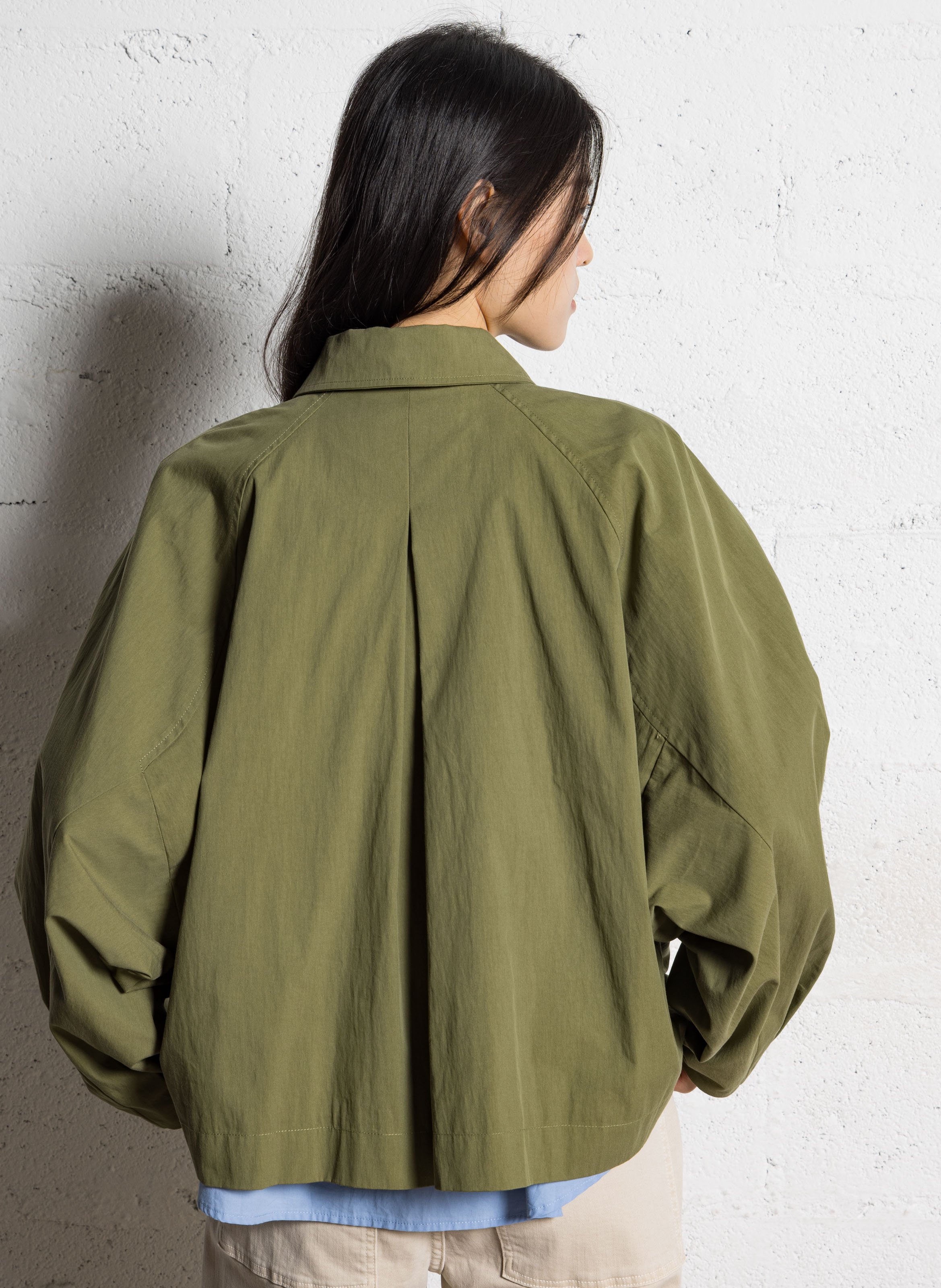 Veste ample col classique en coton mélangé JC SOPHIE Vert