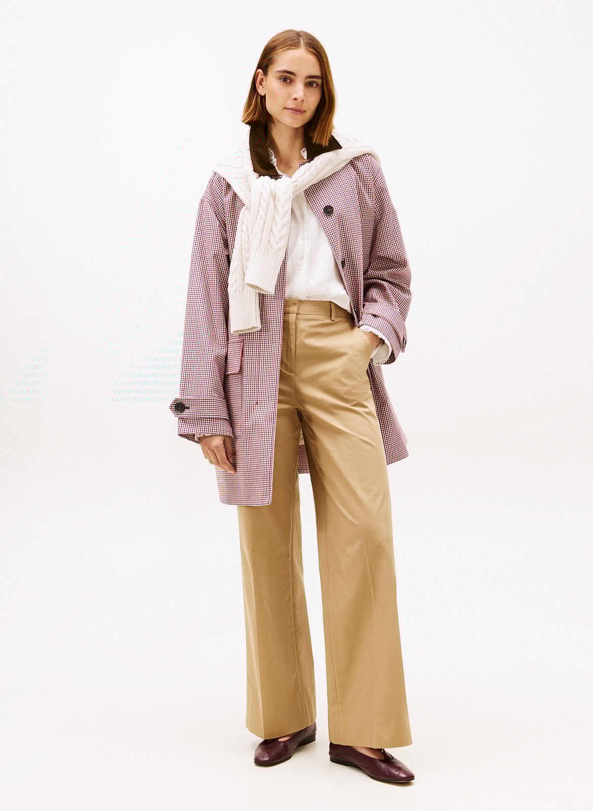 Straight tailored trousers in plain color TOMMY HILFIGER Beige