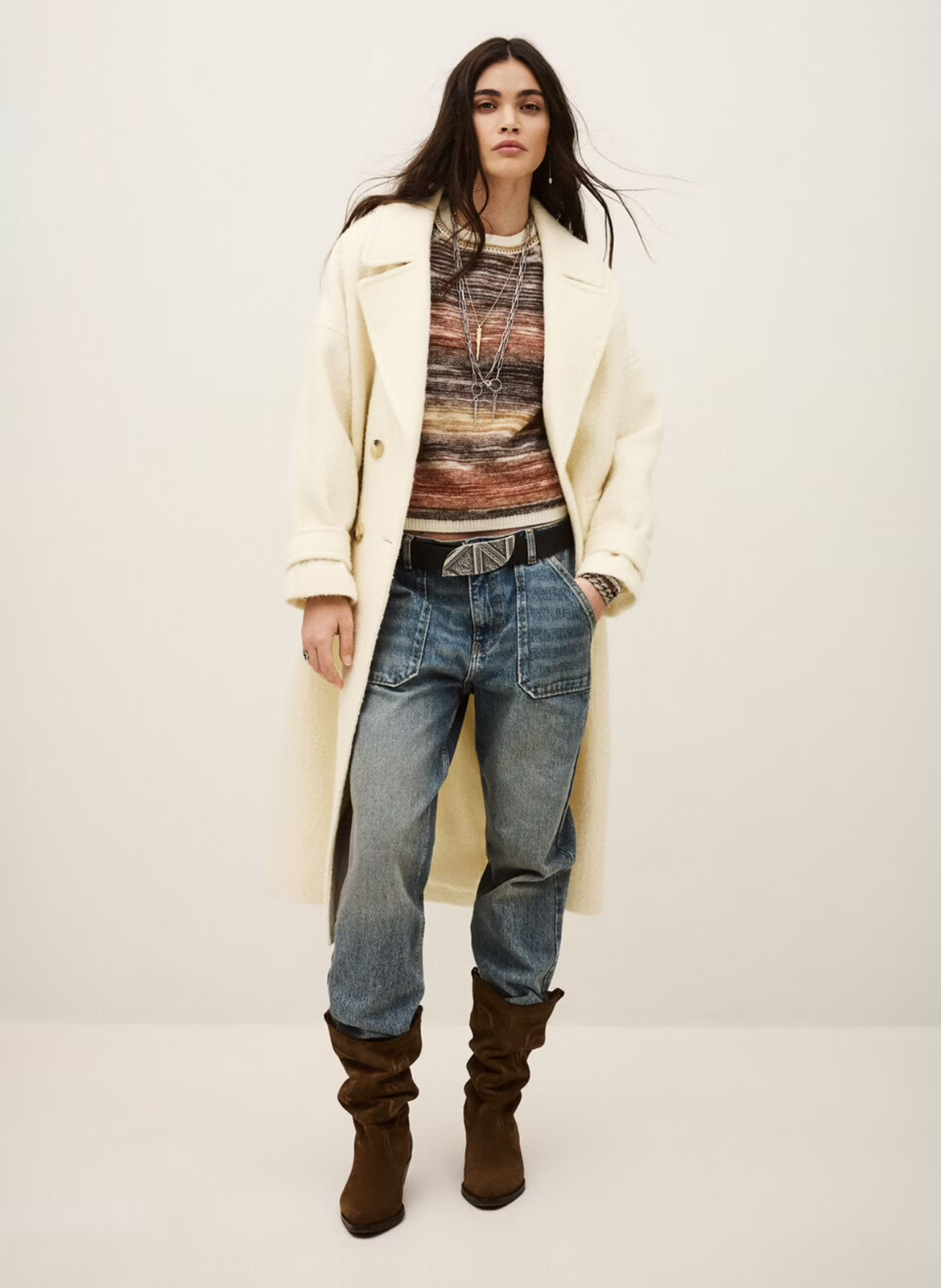 Lange oversized jas van wolmix BA&SH Beige