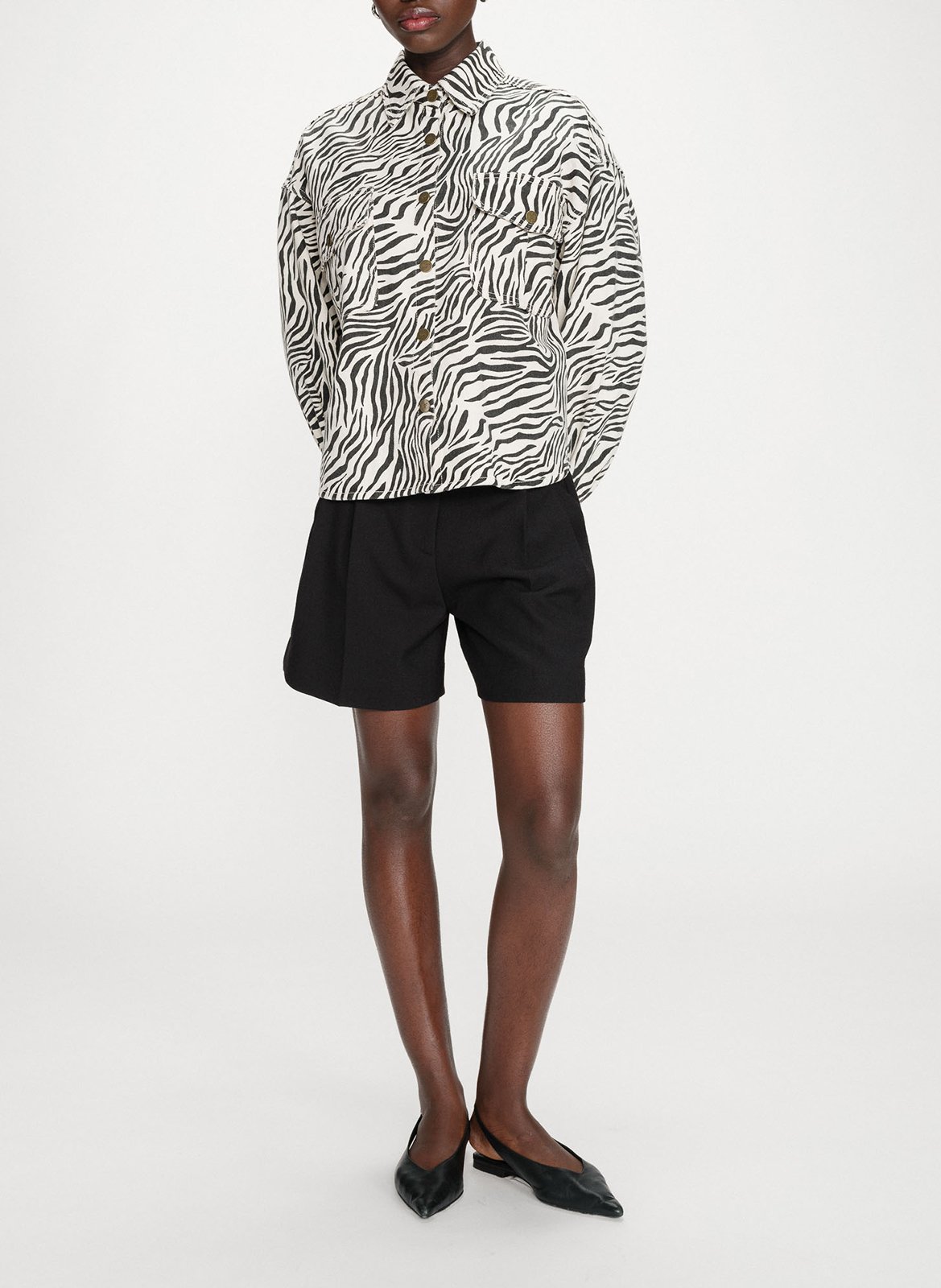 Oversize-Baumwollbluse mit klassischem Kragen und Print GRACE ET MILA Weiss