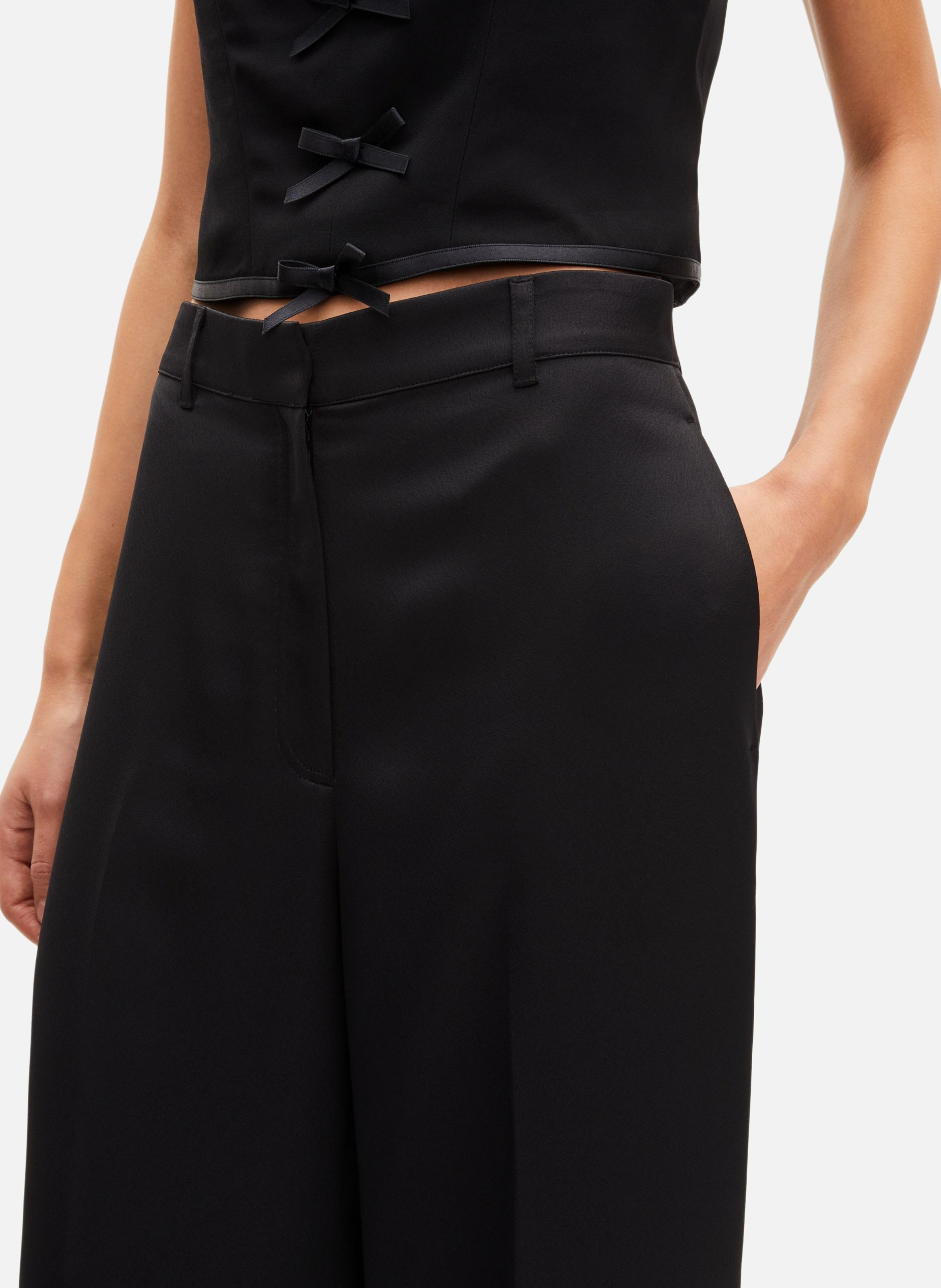 Wide-leg satin pants THE KOOPLES Black
