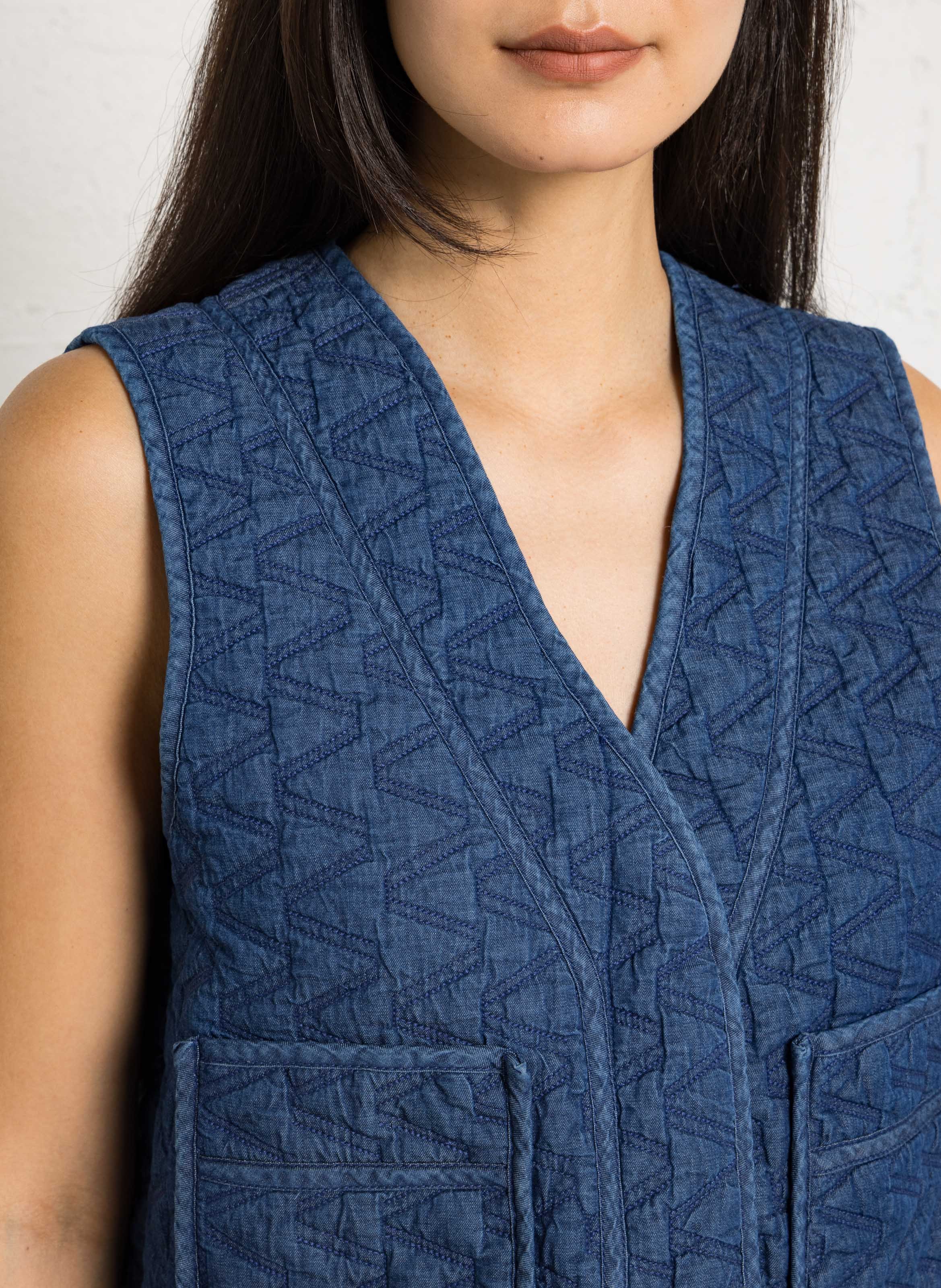 Straight V-neck cotton jacket LA PETITE ETOILE Raw denim