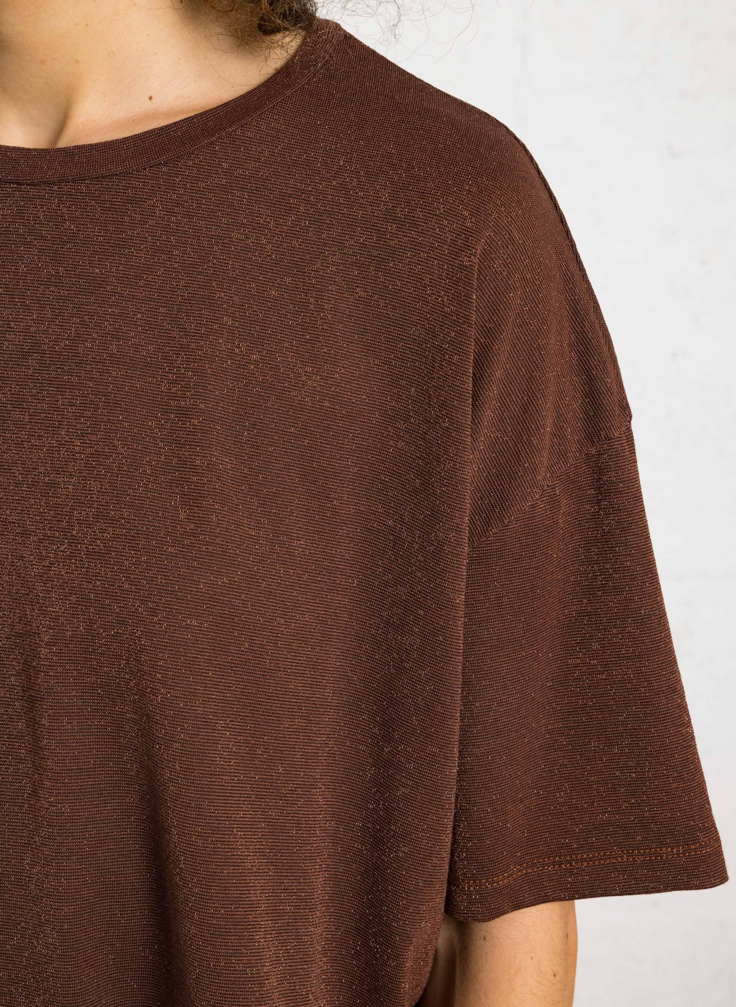 Tee-shirt fluide ample métallisé PLEASE Marron