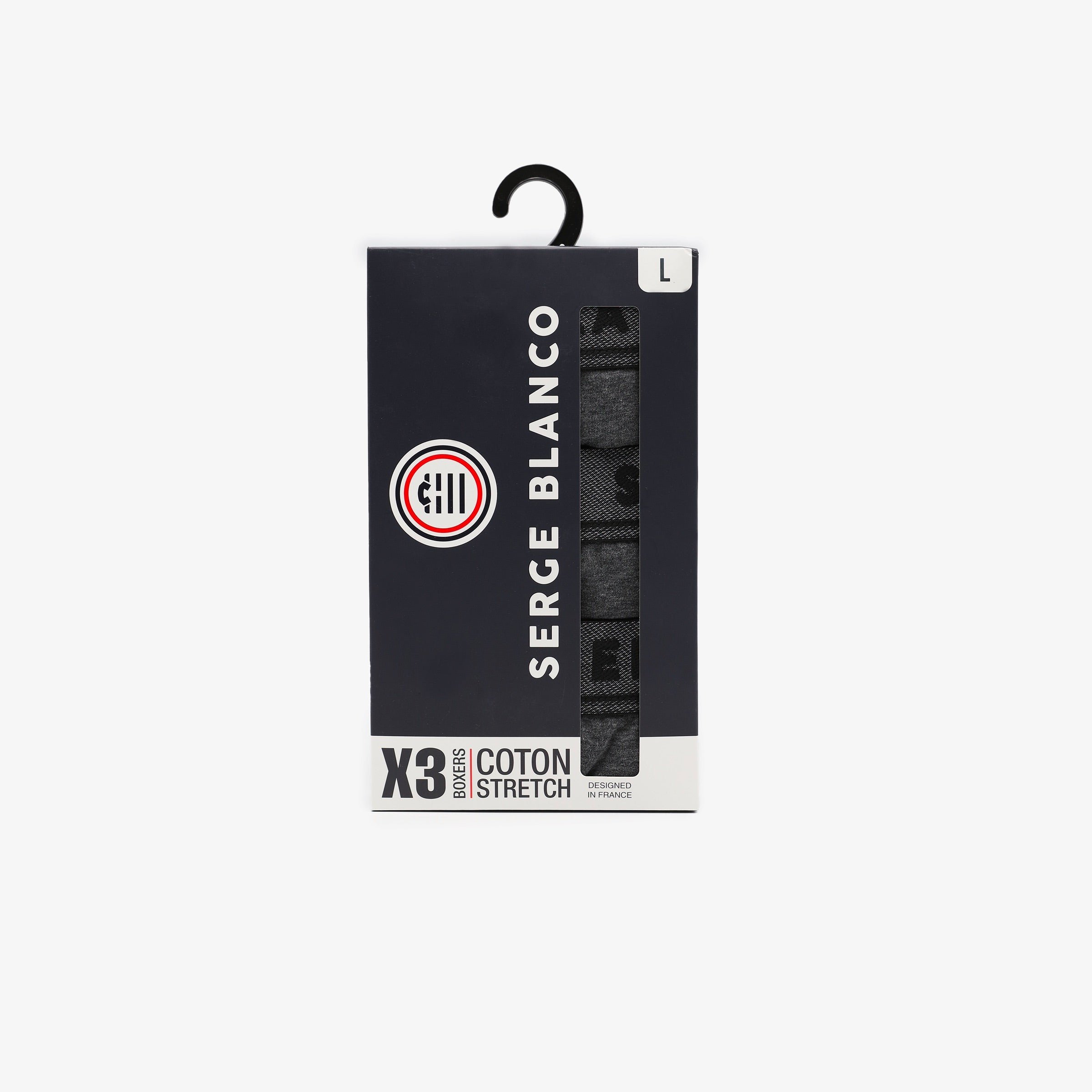 Pack of 3 solid color cotton boxers SERGE BLANCO Grey