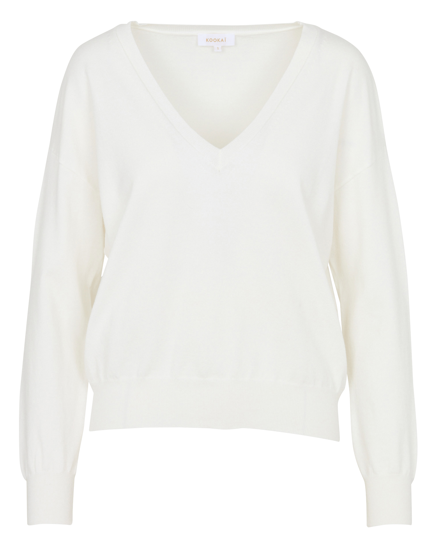 Mixed-knit straight V-neck sweater KOOKAI