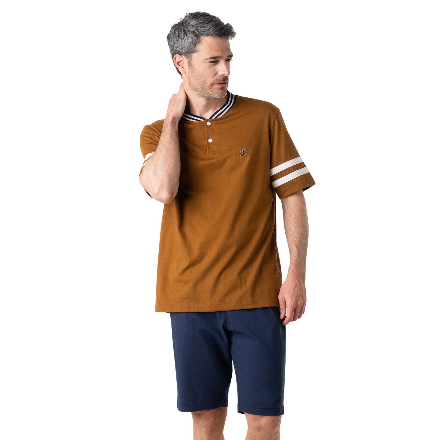 Short T-neck pajamas EMINENCE Brown