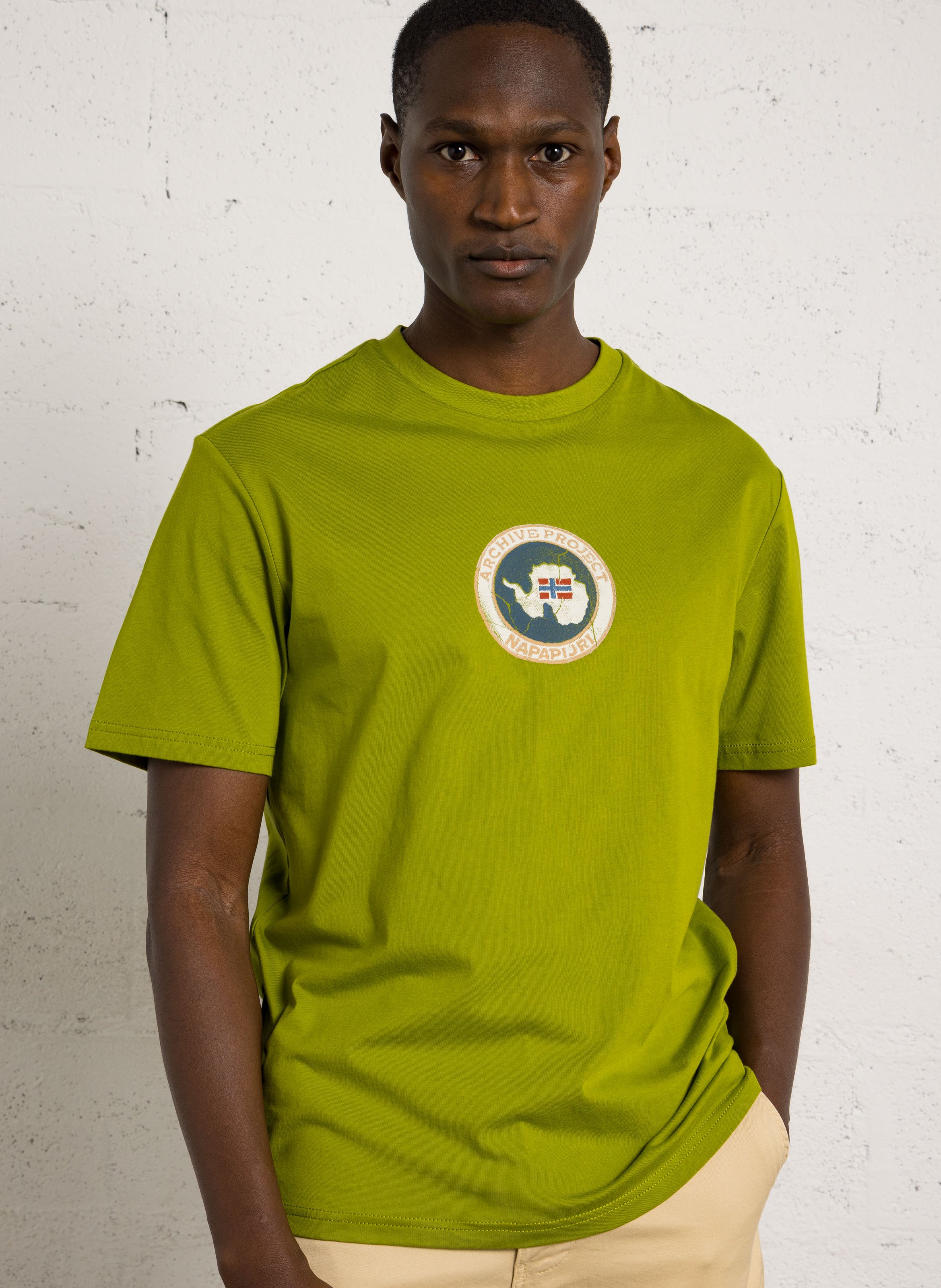 Gerade geschnittenes Rundhals-T-Shirt aus Baumwolle mit Siebdruck NAPAPIJRI