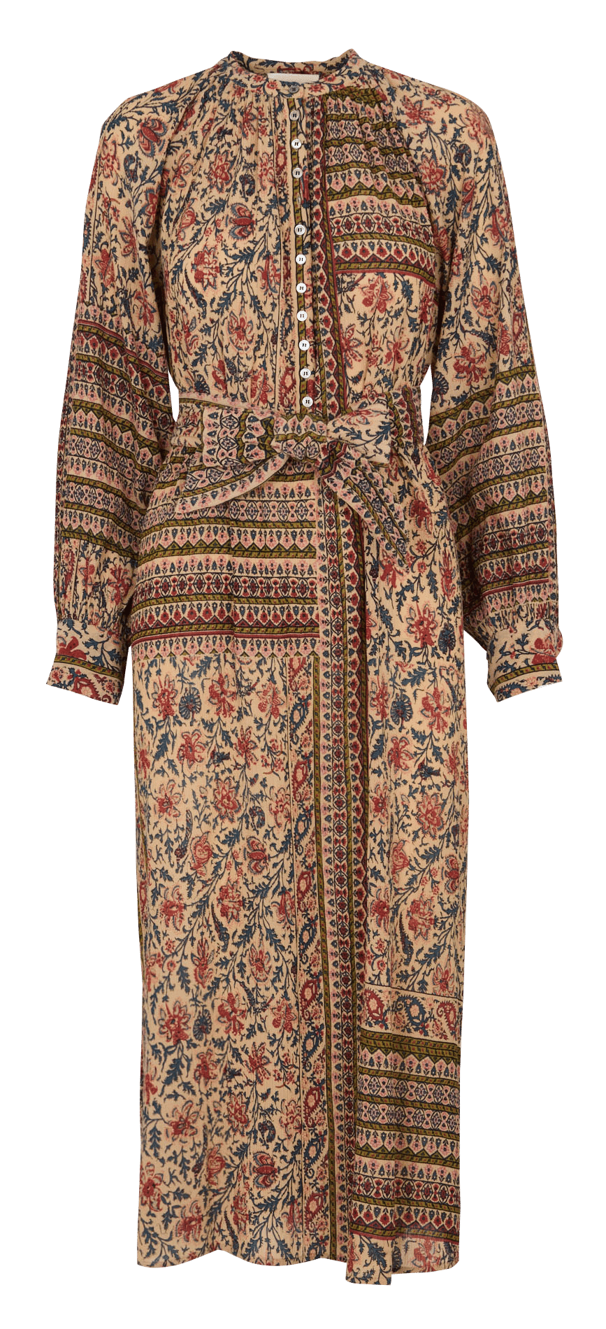 Langes, weit geschnittenes Baumwollkleid ANTIK BATIK Mehrfarbig