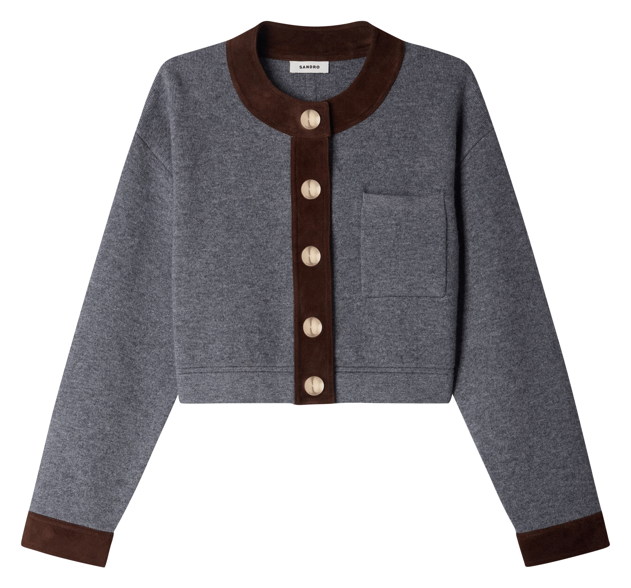 Vest van wol en kasjmier met ronde hals SANDRO Grijs