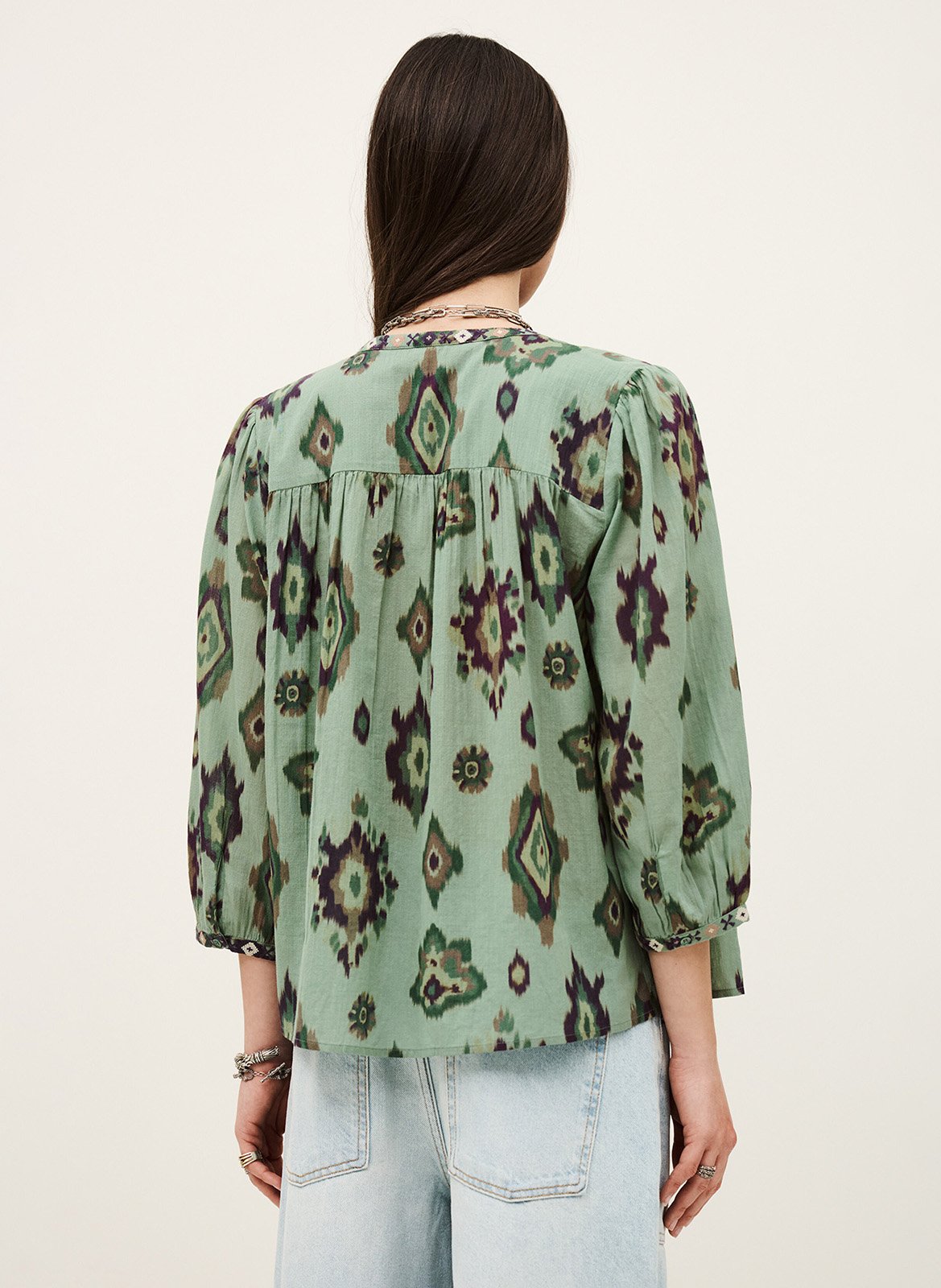 Chemise col classique en coton Vert