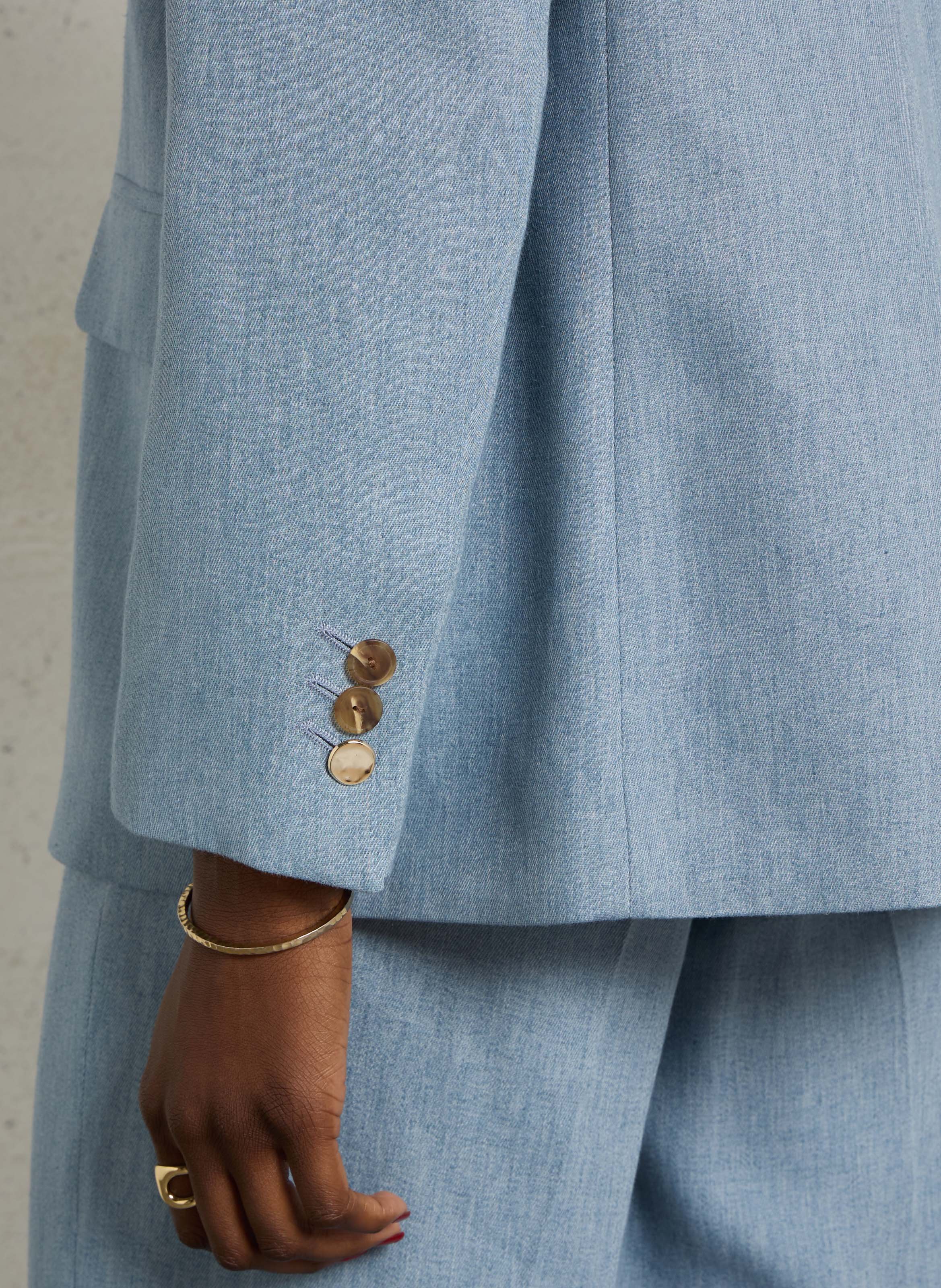 Oversized Linen Blend Tailored Jacket MAISON 123 Blue