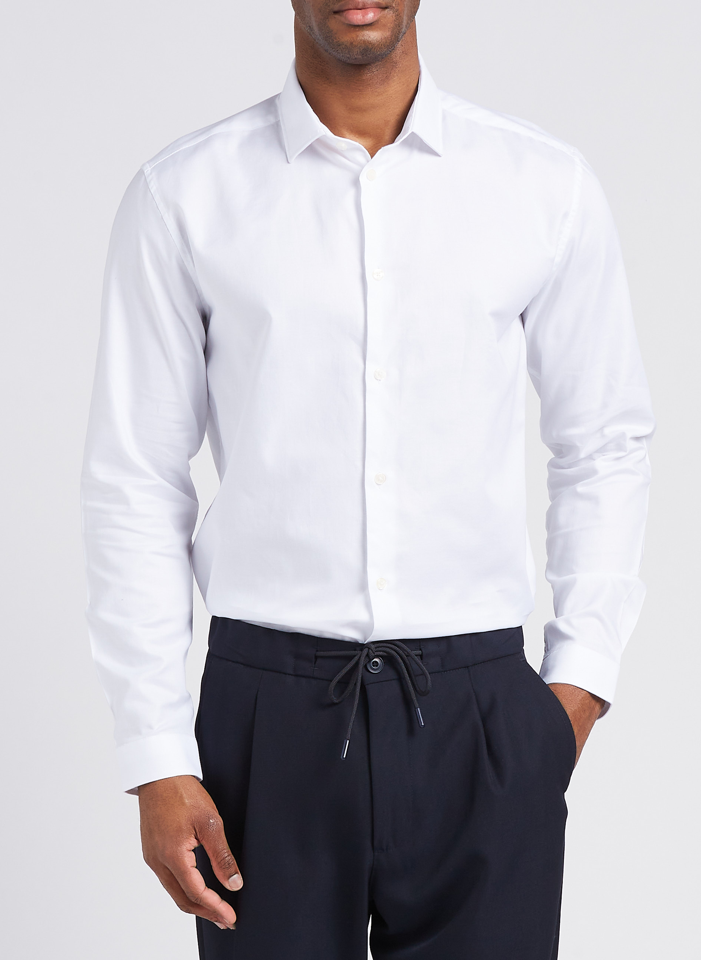 Baumwollhemd mit klassischem Kragen, Slim Fit AU PRINTEMPS PARIS Weiss