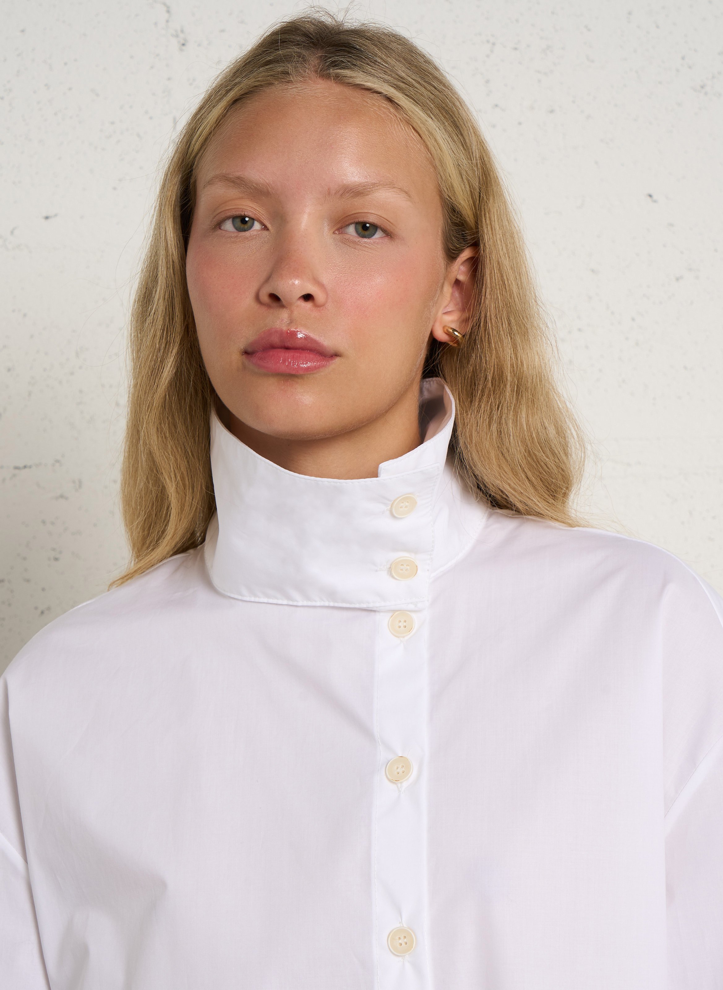 Straight long-sleeved shirt PLEASE White