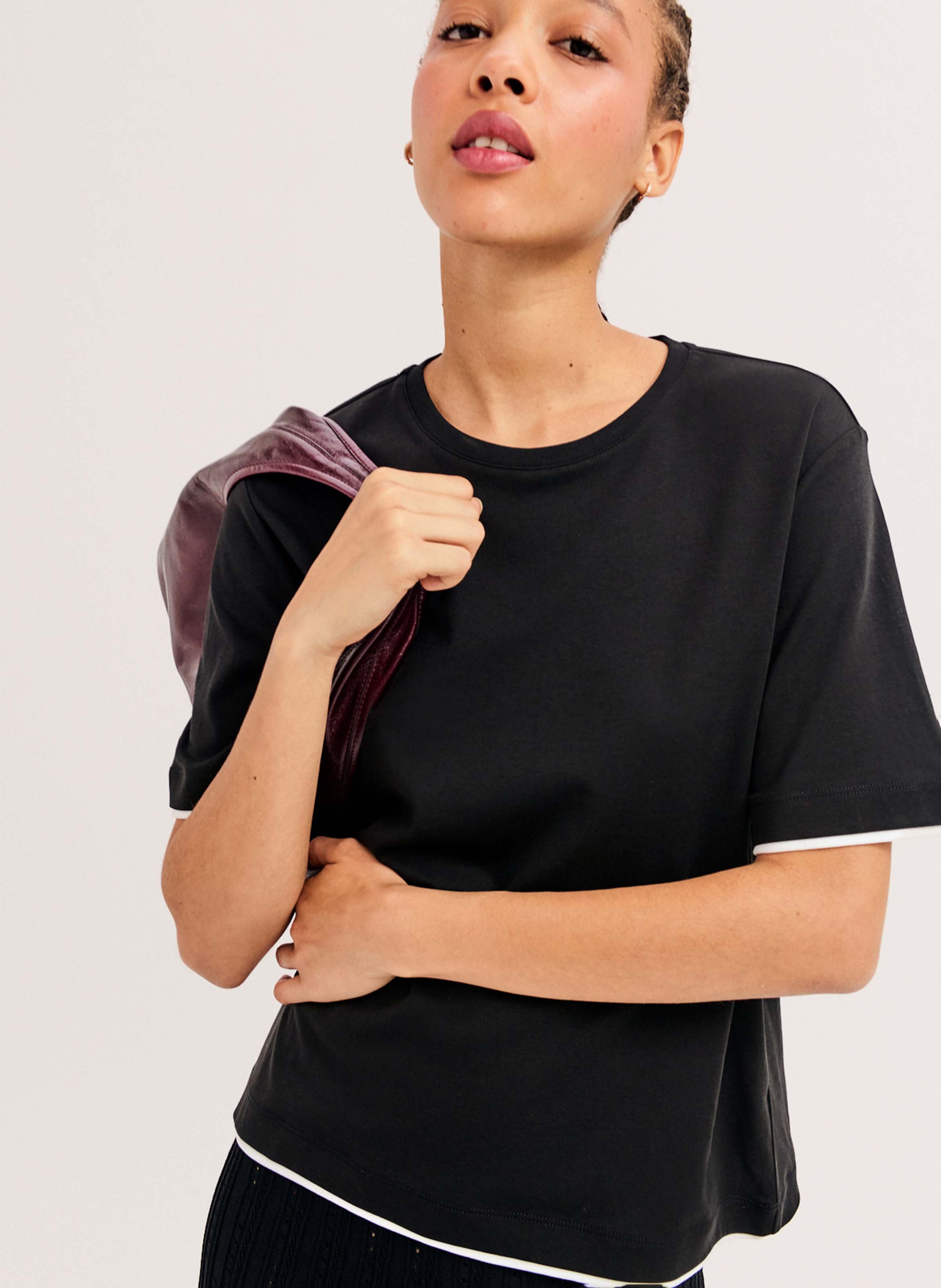 Oversize Rundhalsausschnitt T-Shirt aus Baumwolle PABLO Schwarz
