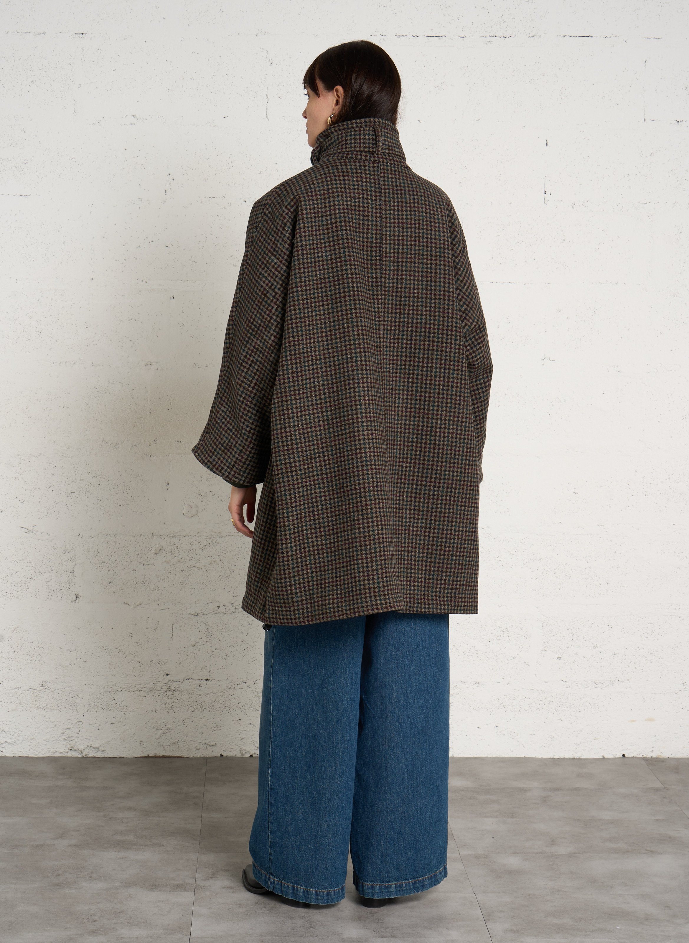Manteau ample motif pieds de poule en laine BELLEROSE Multicolore