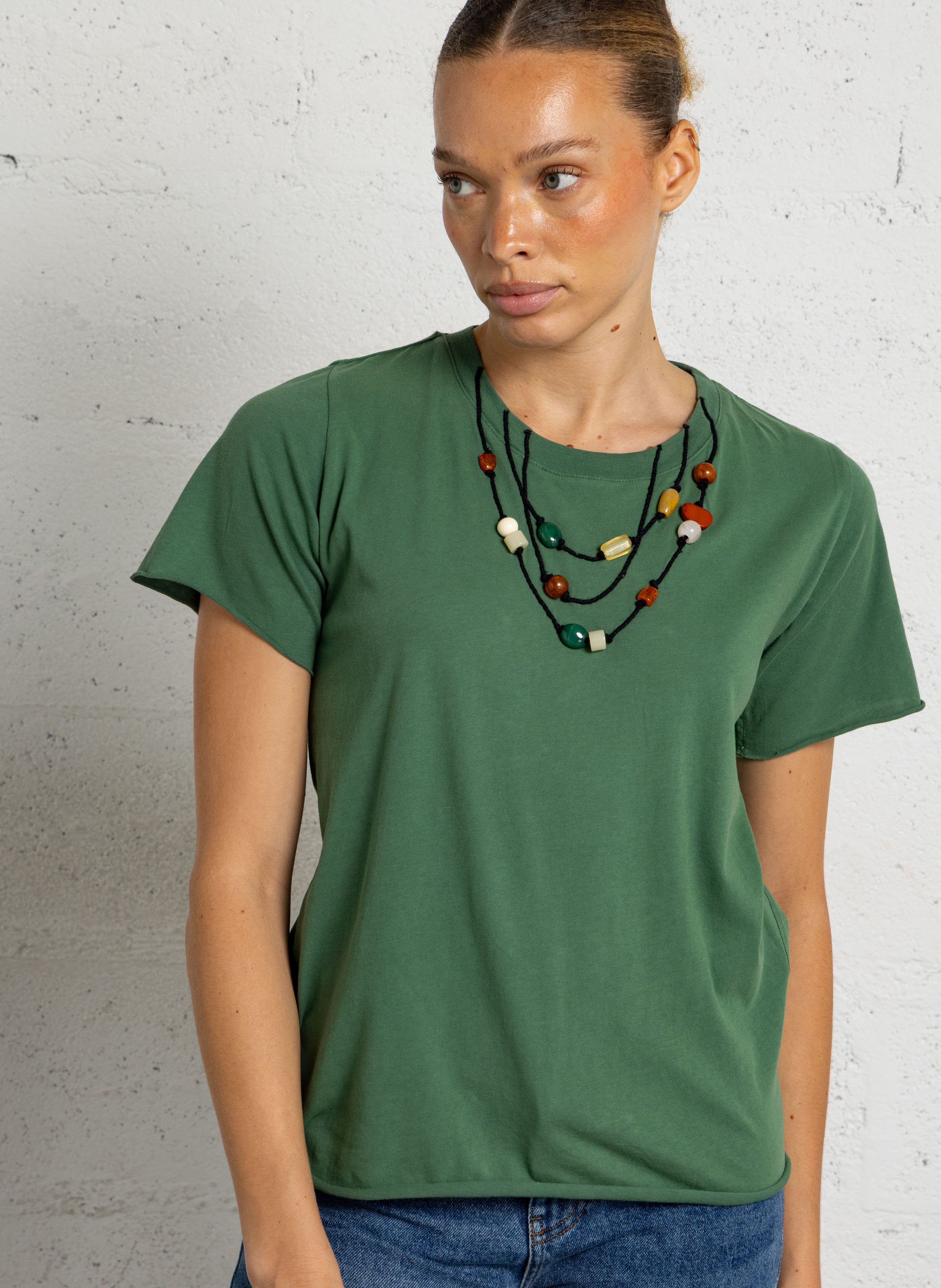 T-shirt met geborduurde parels van biologisch katoen LEON & HARPER
