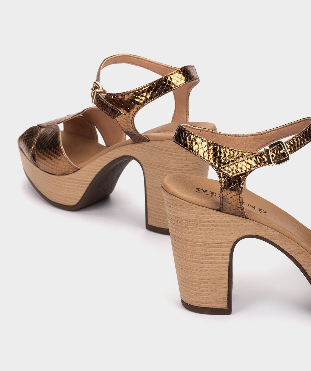 Bronze metallic leather high heel sandals. PEDRO MIRALLES Golden