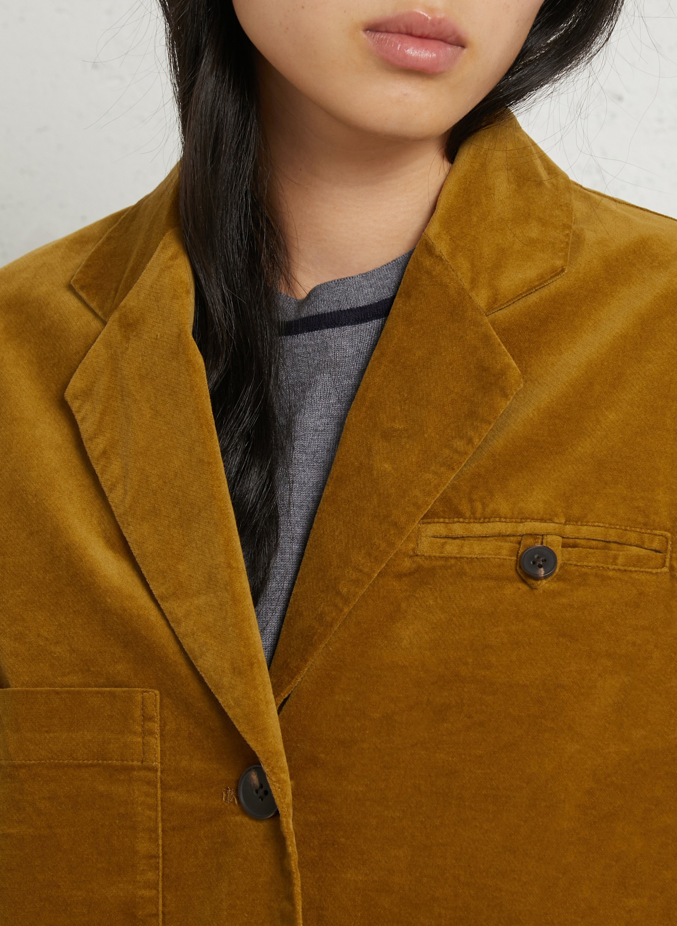 Blazer slim velours en coton mélangé NICE THINGS Vert