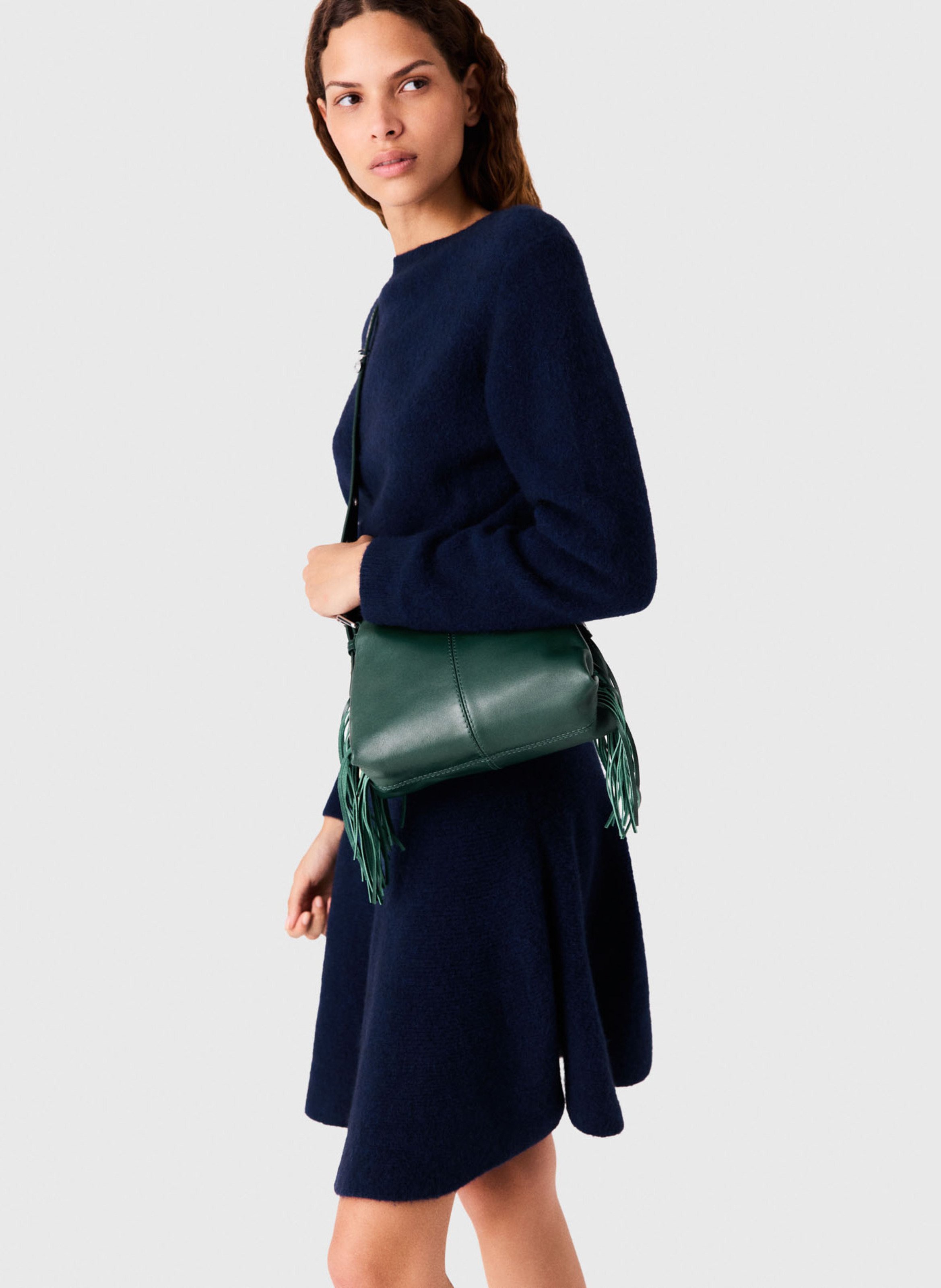 Leather shoulder bag MAJE Green