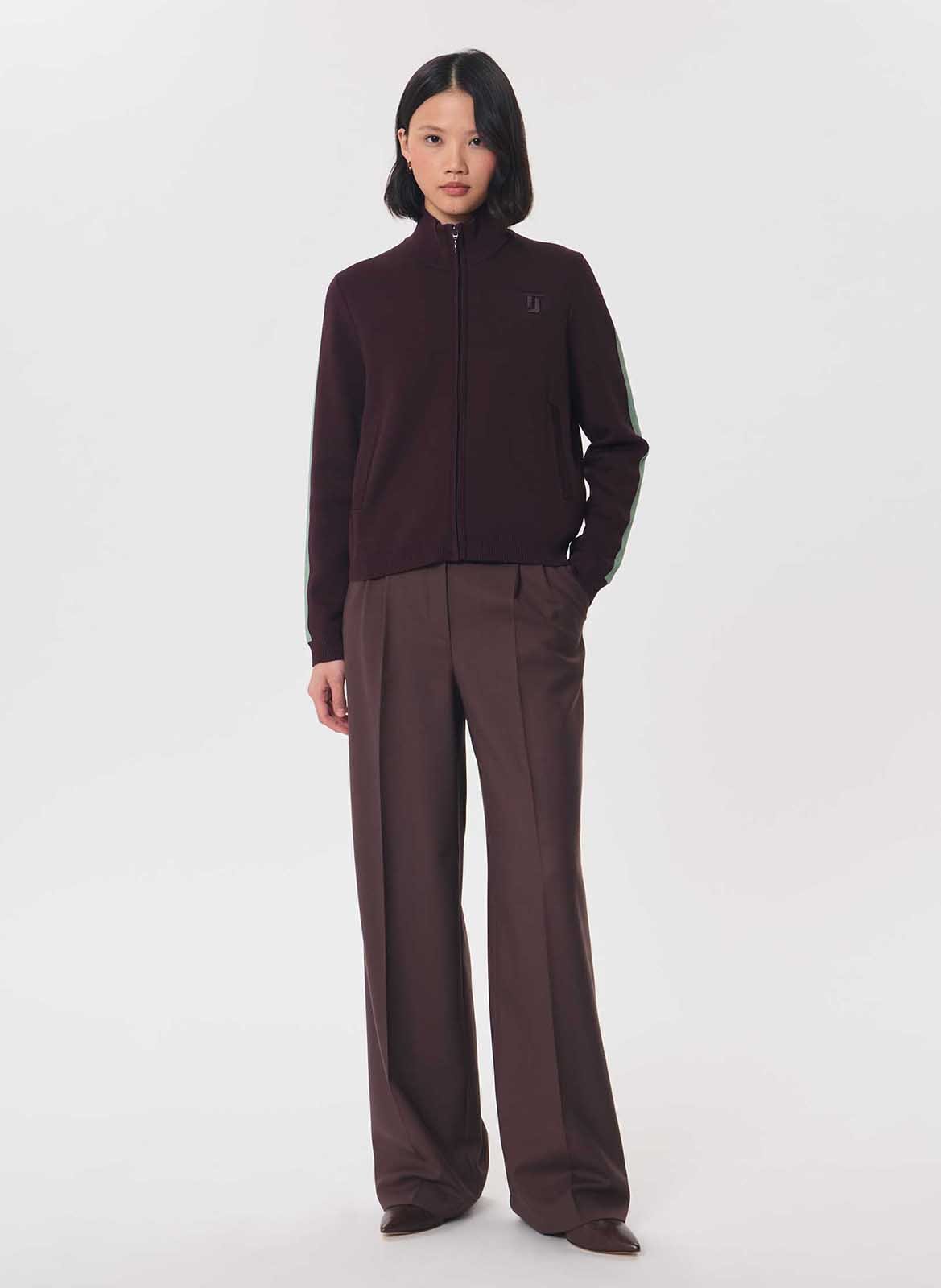Sleeveless high-neck oversized knit cardigan TARA JARMON Purple