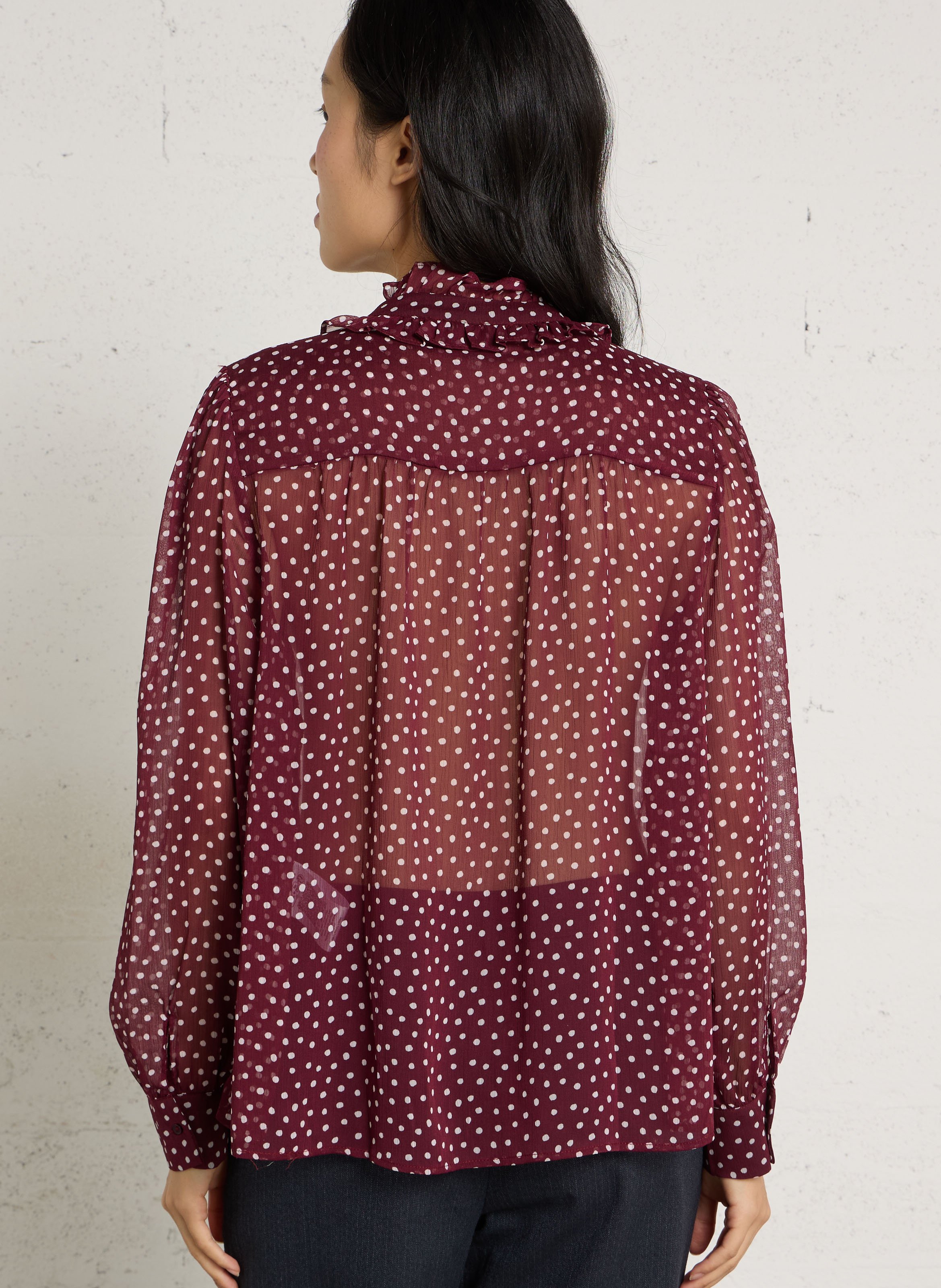 Bluse mit Volantkragen und gepunktetem Muster SUD EXPRESS Rot