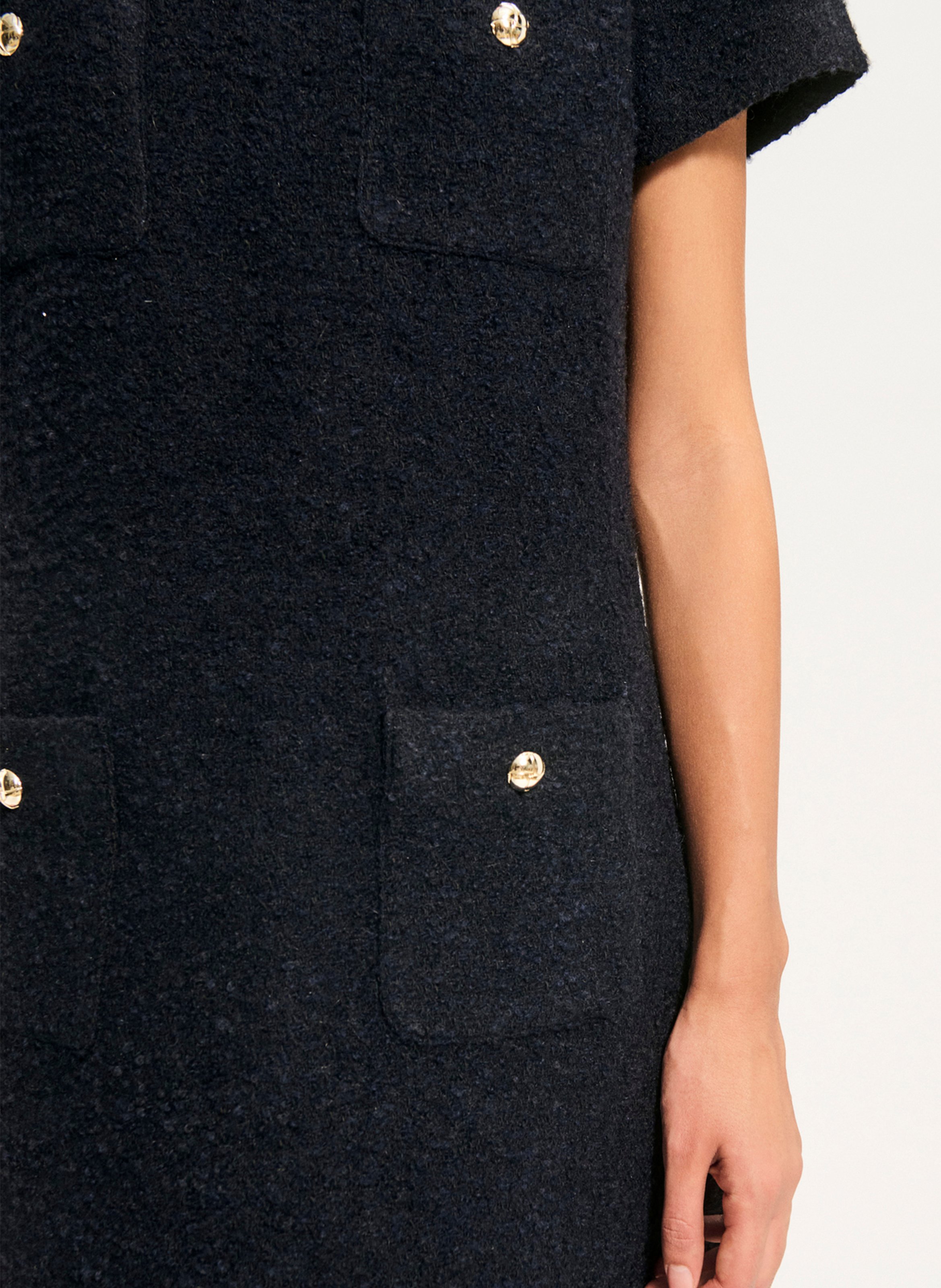 Short round-neck cotton-blend dress PABLO Blue