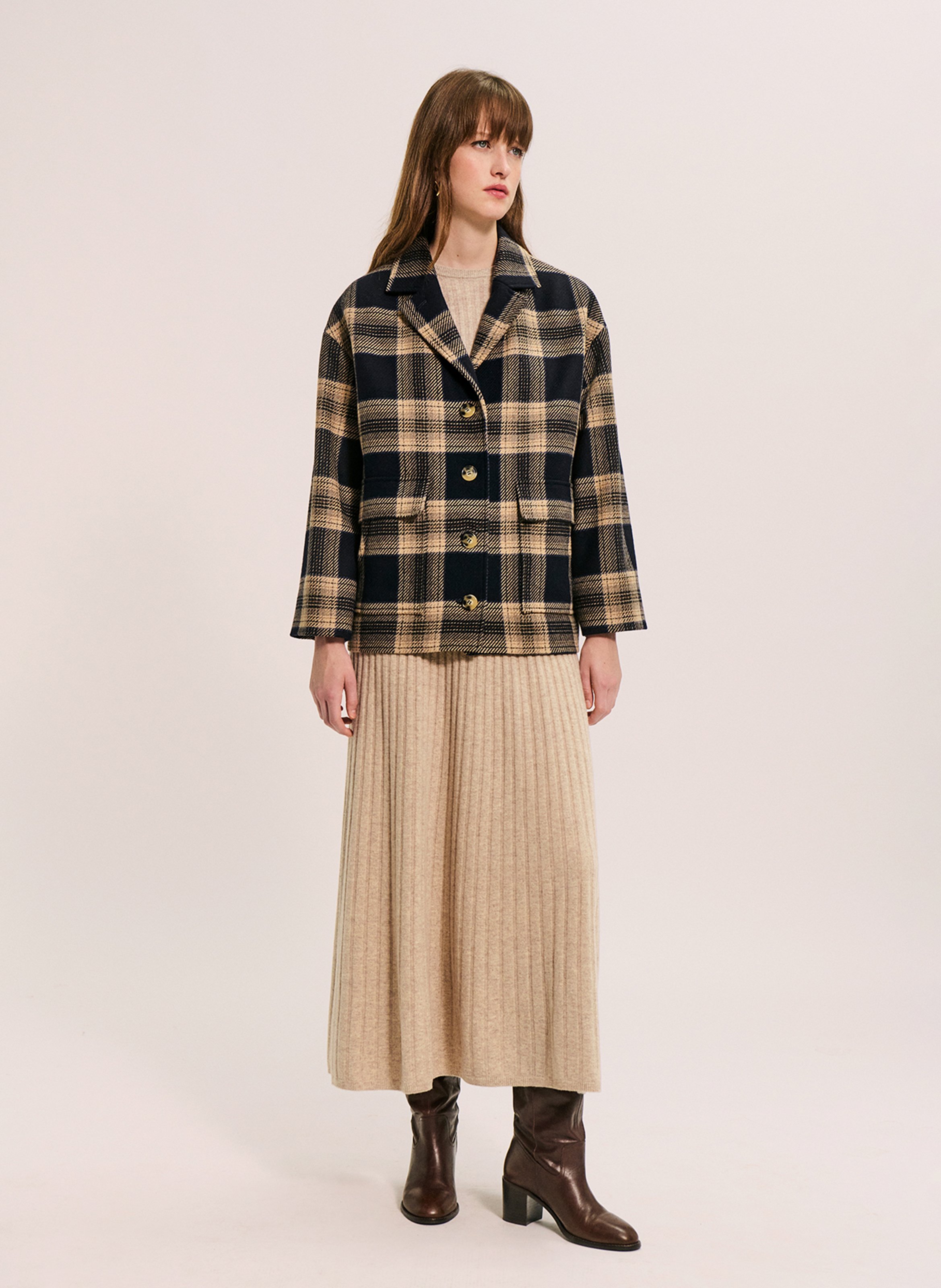 Classic-collar wool-blend jacket PABLO Blue