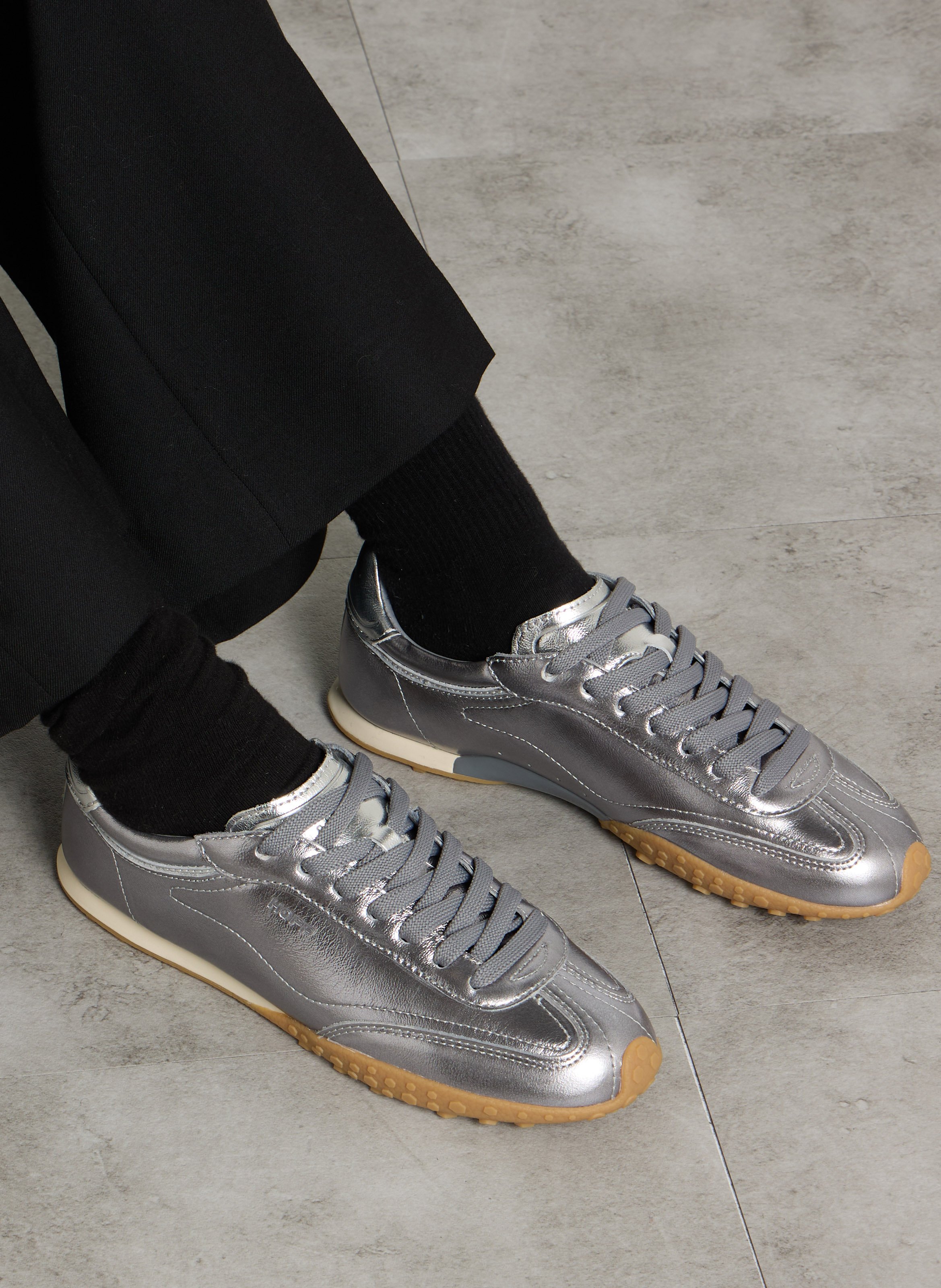 Metallic leather sneakers HOFF Silver