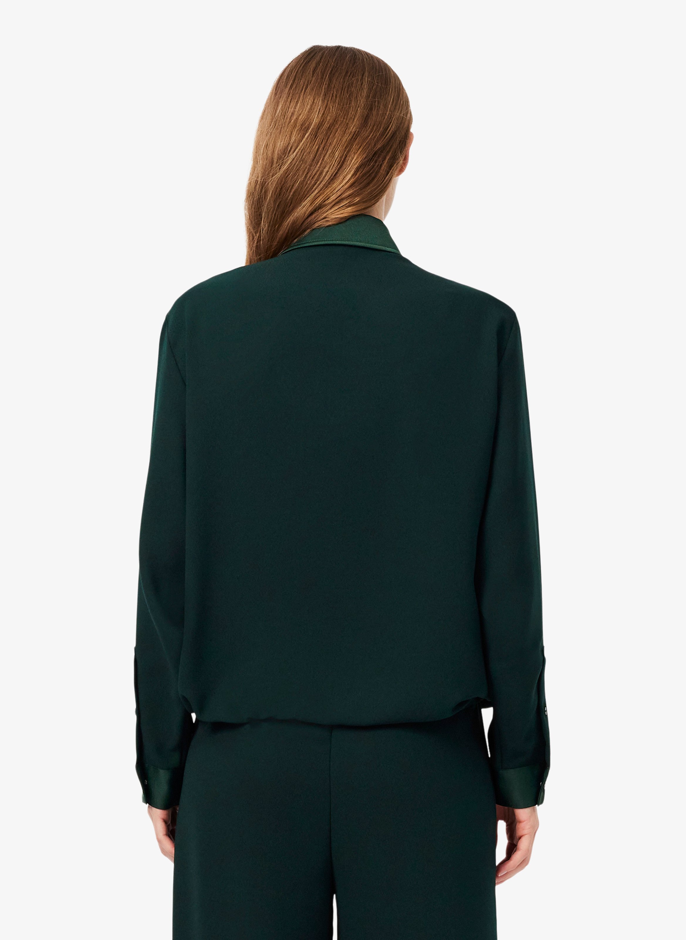 Chemise ample unie à détails satiné LACOSTE Vert